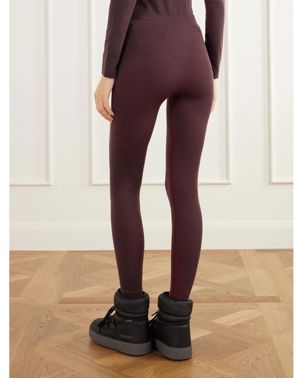 Falke Purple Thermozone Ribbed Jersey Leggings