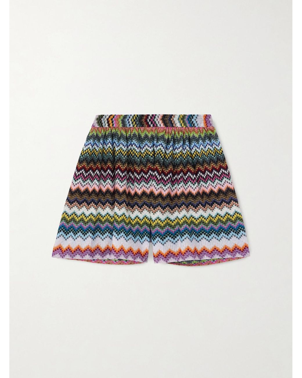 Missoni Multicolor Striped Metallic Crochet-Knit Shorts