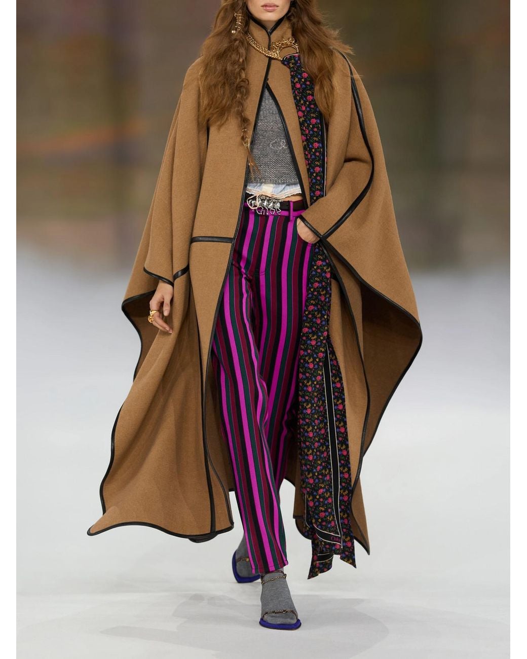 Chloé Purple Striped Virgin Wool Mid-Rise Skinny Pants