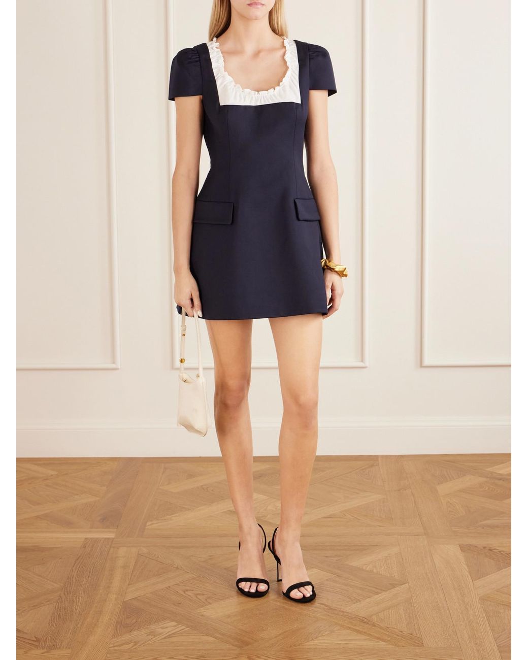 ShuShu/Tong Blue Scalloped Wool Mini Dress