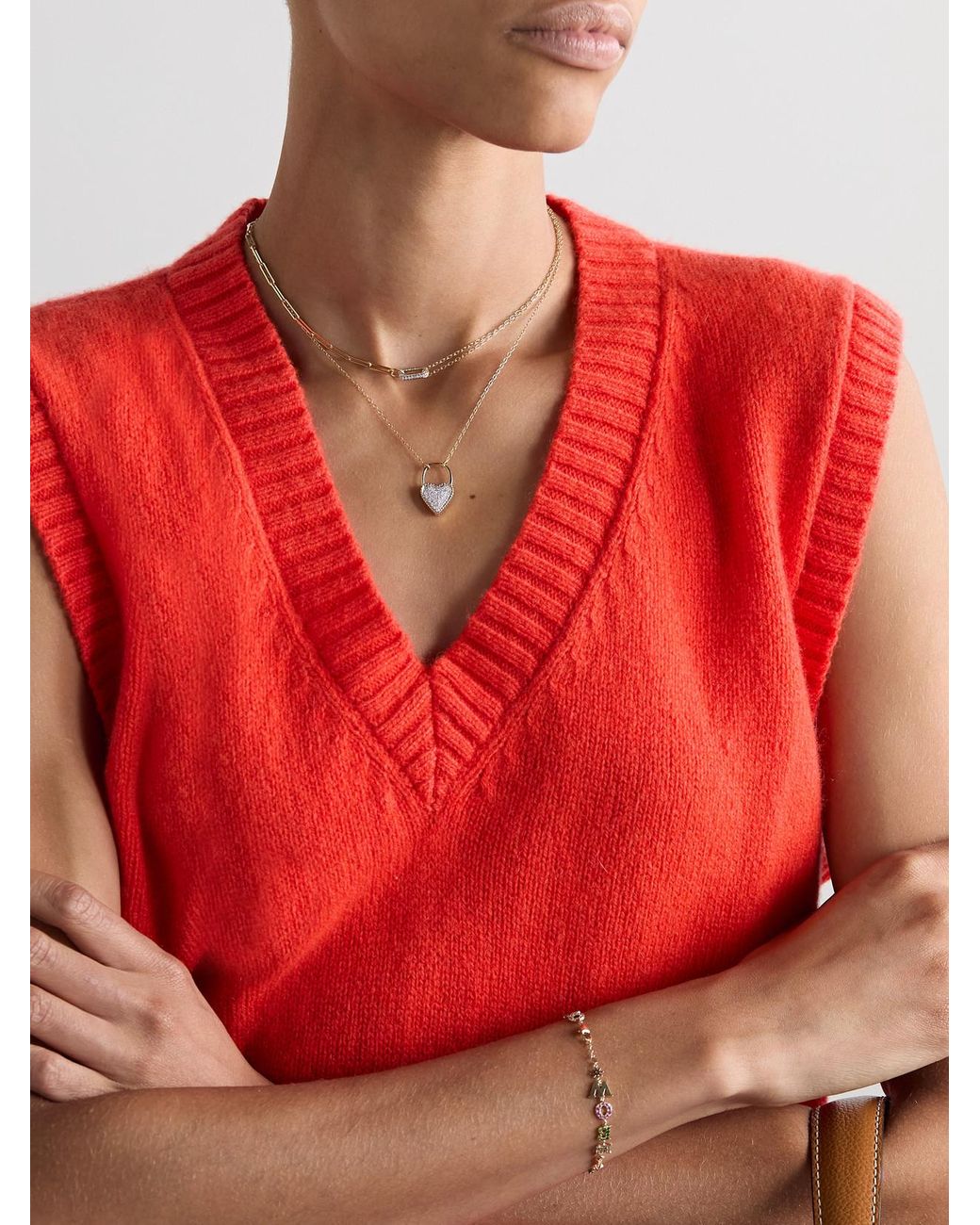 Yvonne Léon Natural Cadenas Coeur 9 And 18-Karat Diamond Necklace