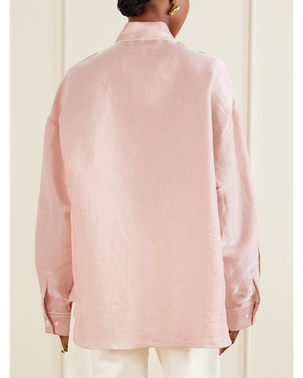 Twp Pink Something Borrowed Striped Cotton-Organza Shirt