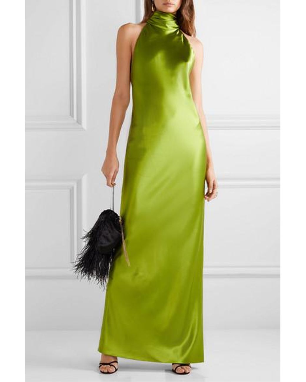 Brandon Maxwell Open-back Silk-charmeuse Halterneck Gown in Green