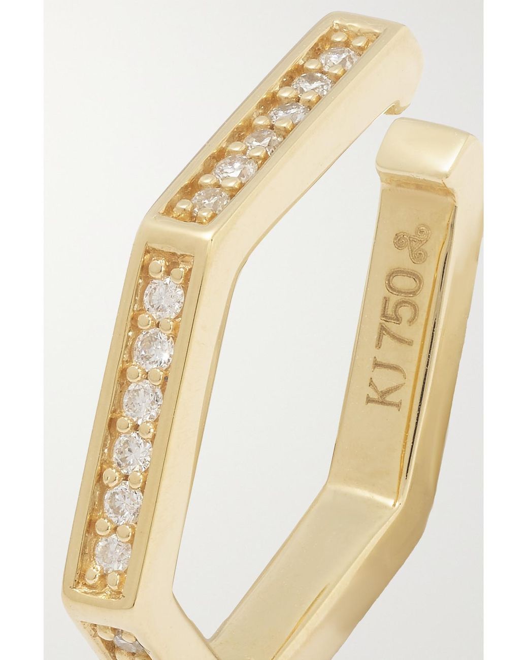 KOLOURS JEWELRY Natural Hexagon 18-Karat Diamond Ear Cuff