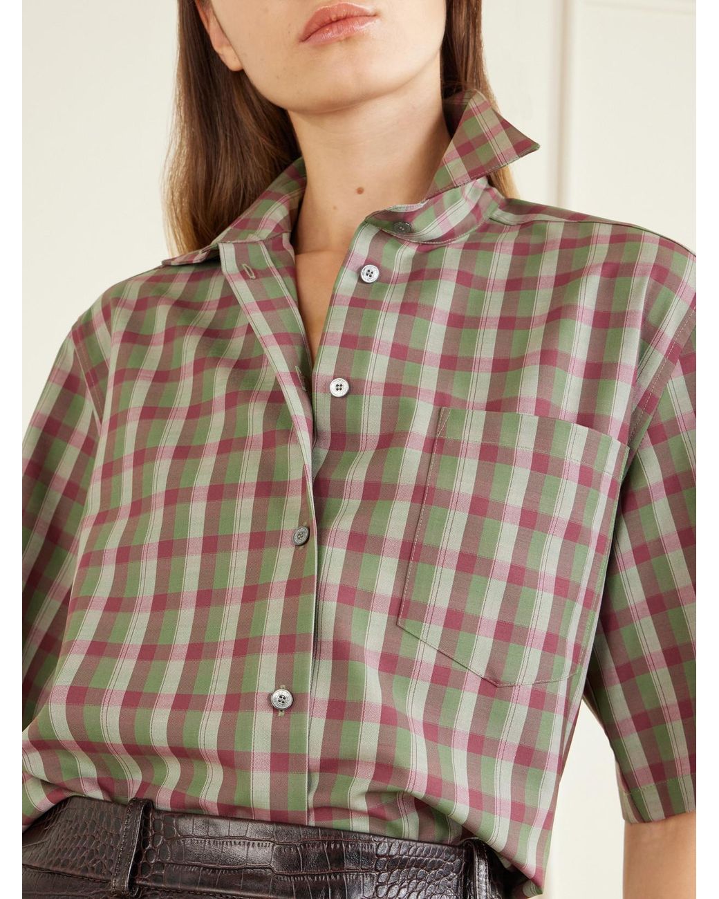 Acne Brown Wool Checked Shirt