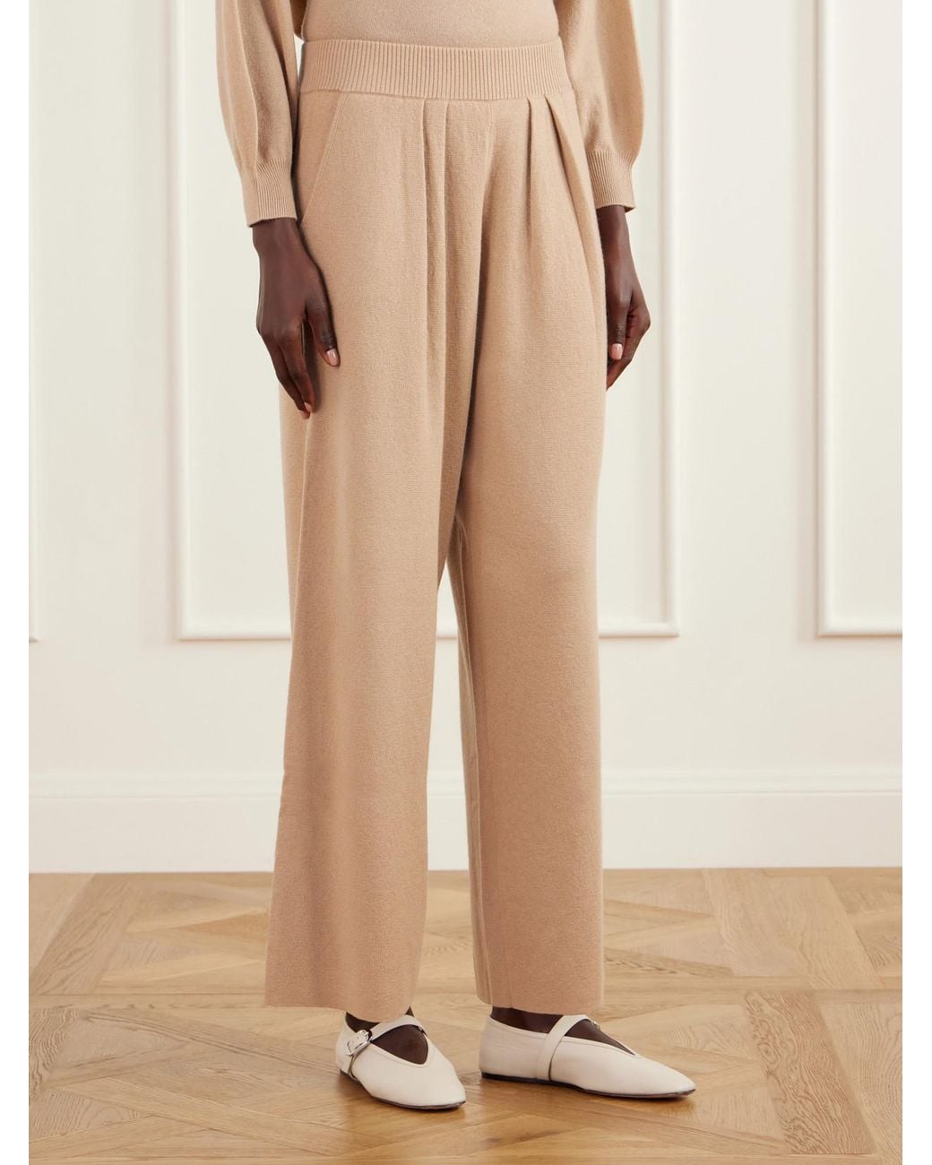 Eres Natural Maille Pleated Wool And Cashmere-Blend Wide-Leg Pants