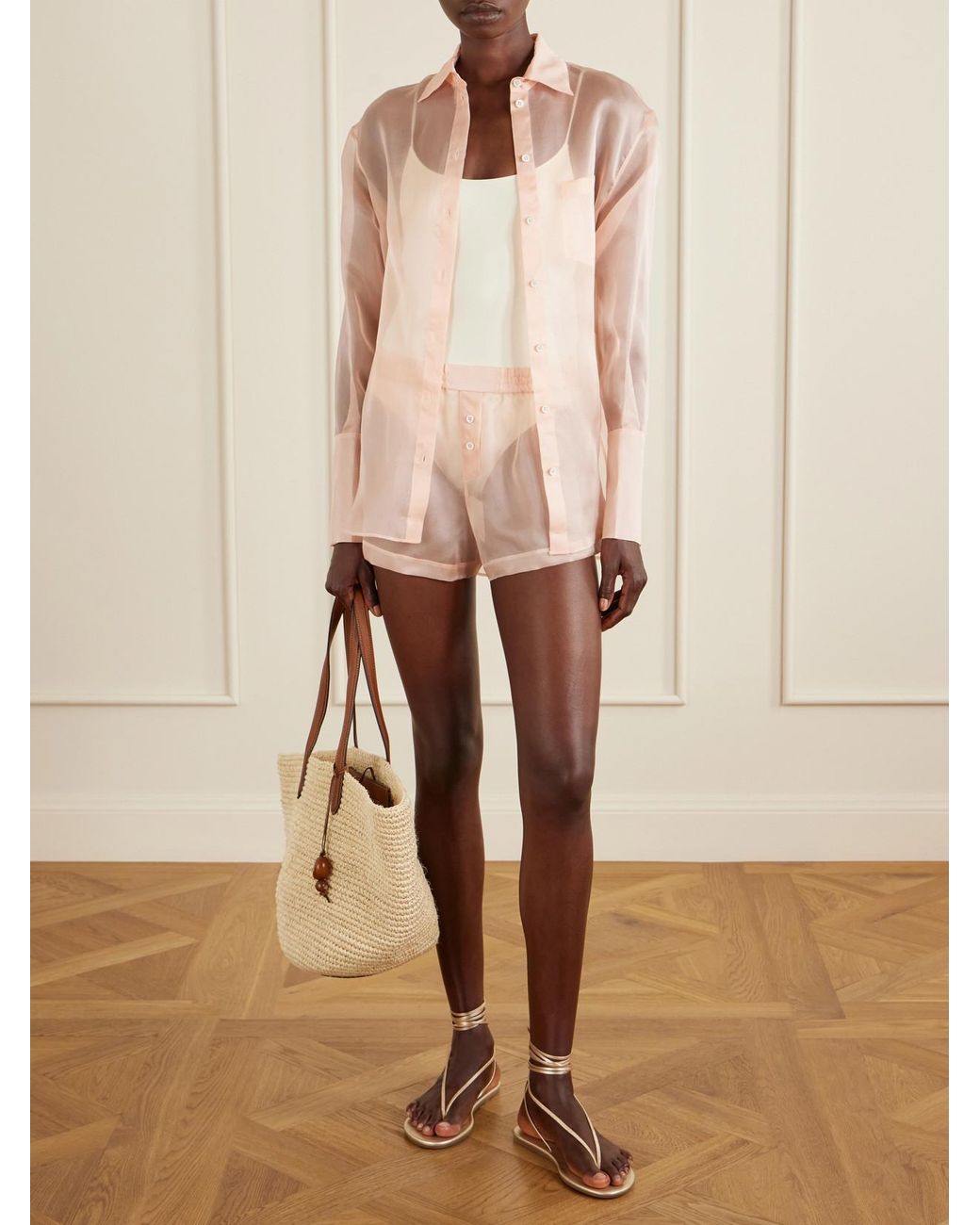 Kiki de Montparnasse Pink Silk-Organza Shirt