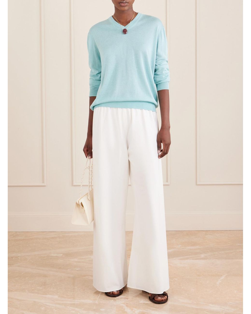 La Ligne Blue Ben Silk, Wool And Cashmere-Blend Knit Sweater