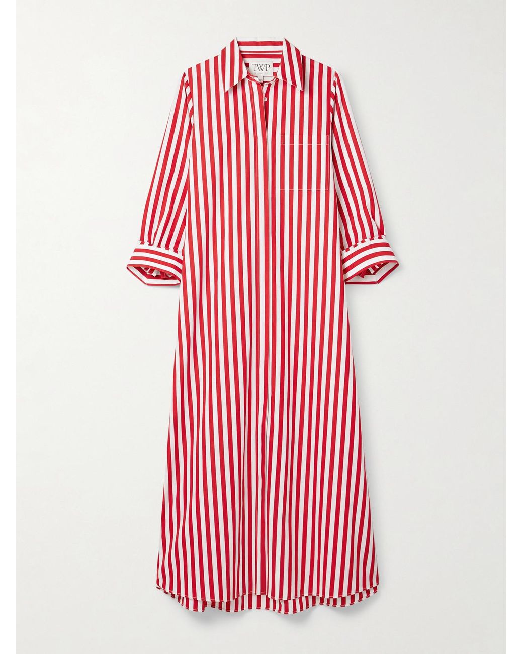 Twp Jenny's Oversized Striped Cotton-Poplin Maxi Shirt Dress in