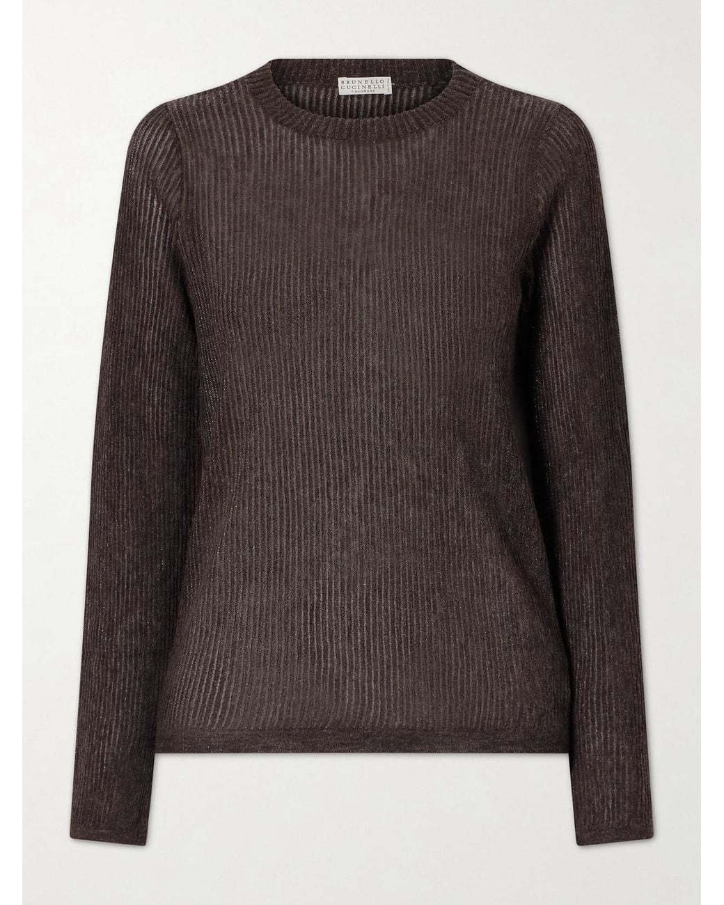Brunello Cucinelli Black Metallic Silk, Alpaca And Wool-Blend Sweater