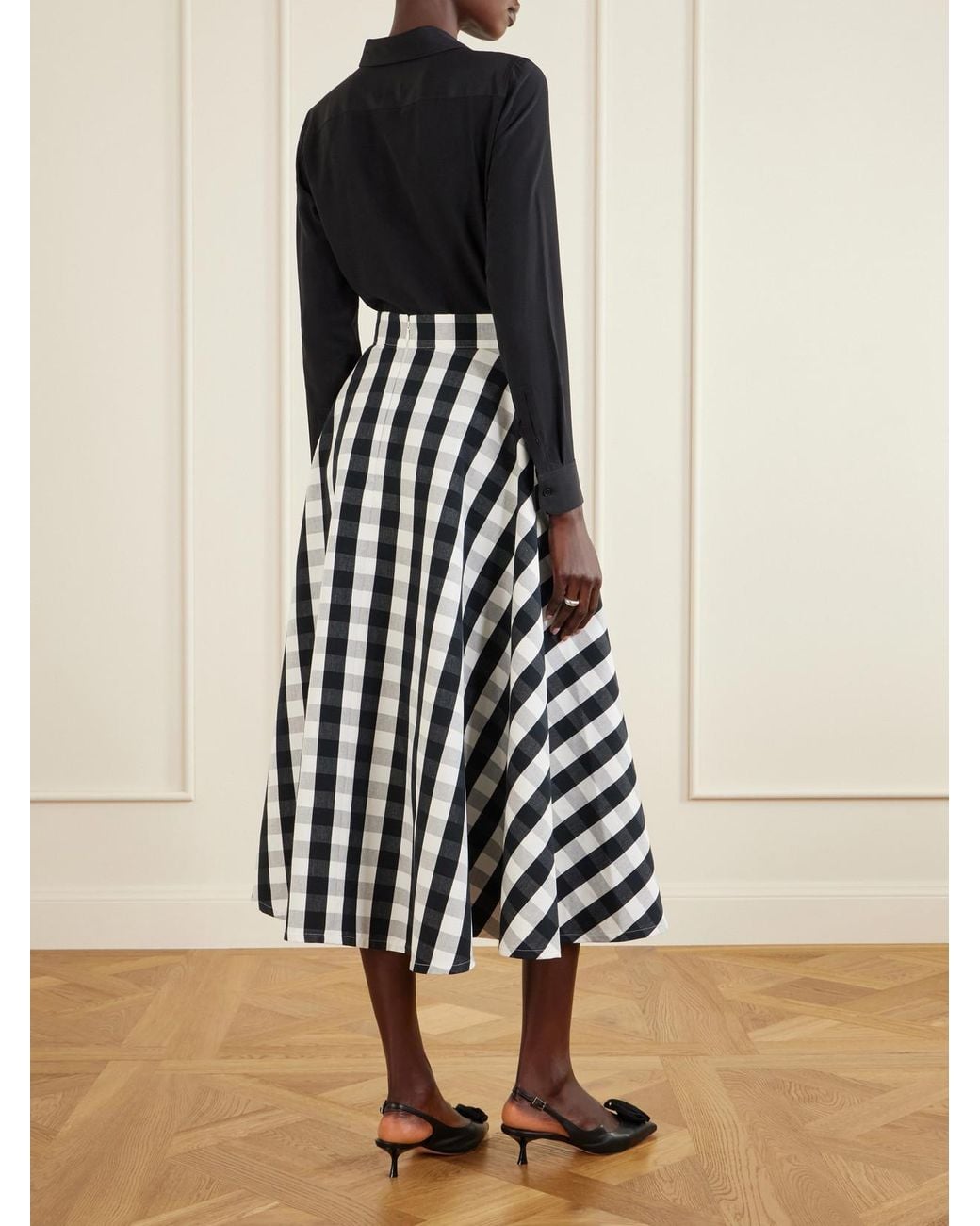 Marta Ferri White Vichy Cotton-Blend Maxi Skirt