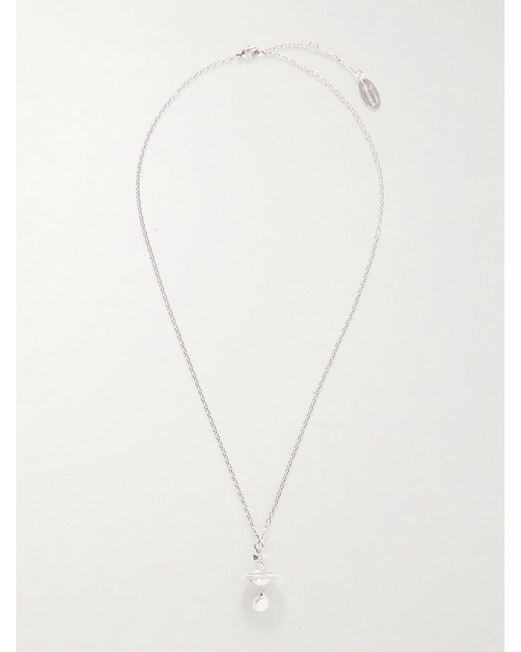 Vivienne Westwood White Aleksa Orb-Detailed Pearl-Effect-Tone Necklace