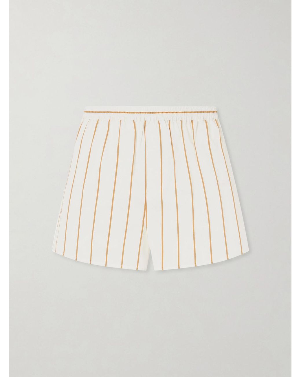 Staud Natural Rove Striped Cotton-Blend Shorts