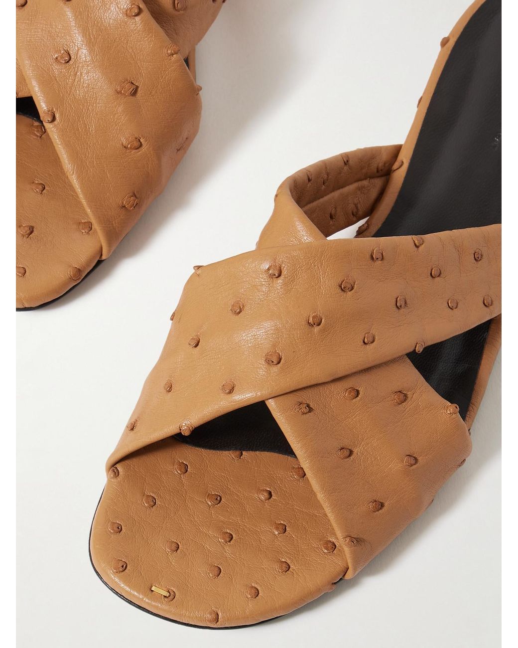 Khaite Brown Liria Ostrich Sandals