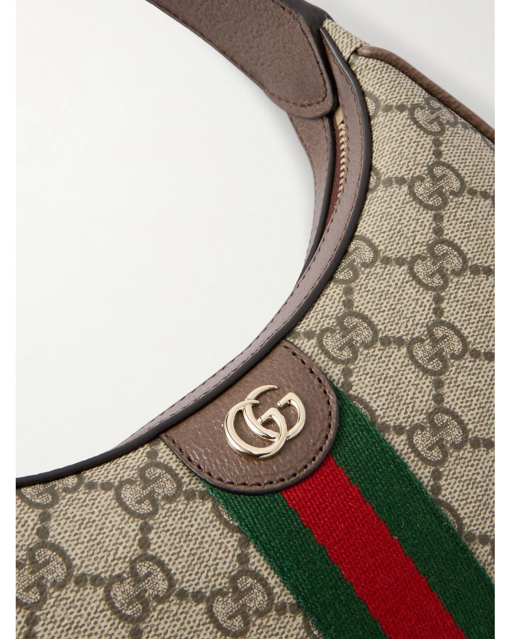 Gucci Gray Ophidia Small Leather-Trimmed Coated Canvas-Jacquard Shoulder Bag