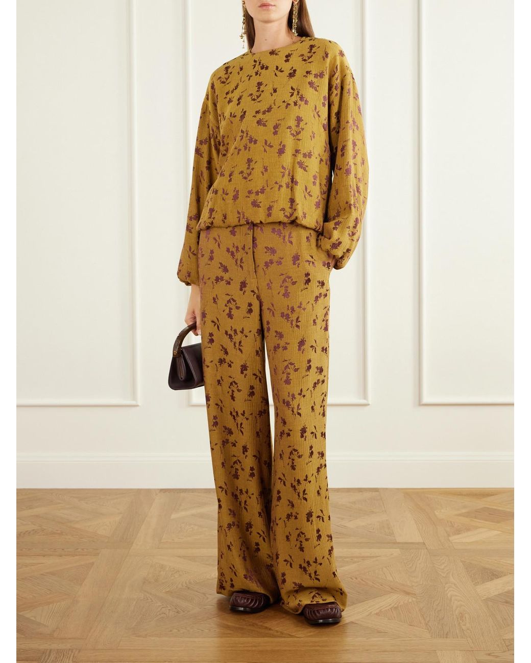 Dries Van Noten Metallic Floral-Jacquard Cloqué Blouse
