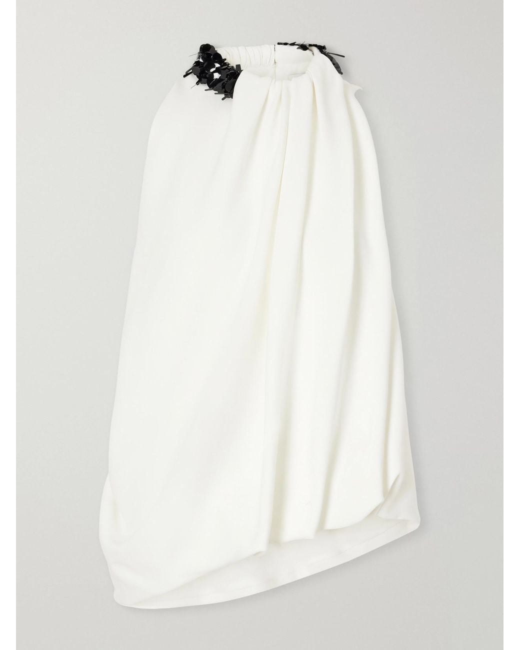 Brandon Maxwell White The Haze Sequin-Embellished Asymmetric Gathered Crepe Top