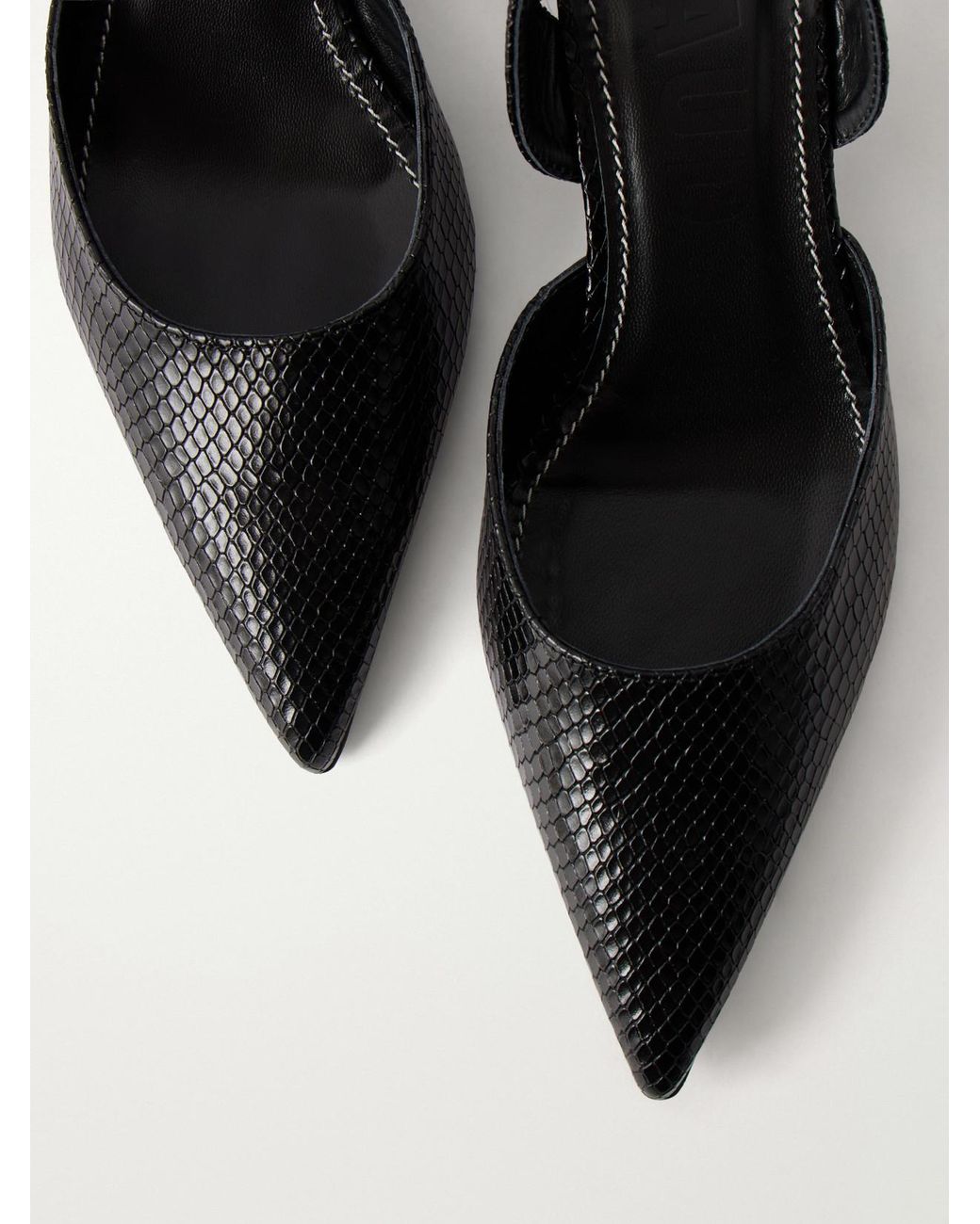 Staud Black Sebastian Snake-Effect Leather Pumps