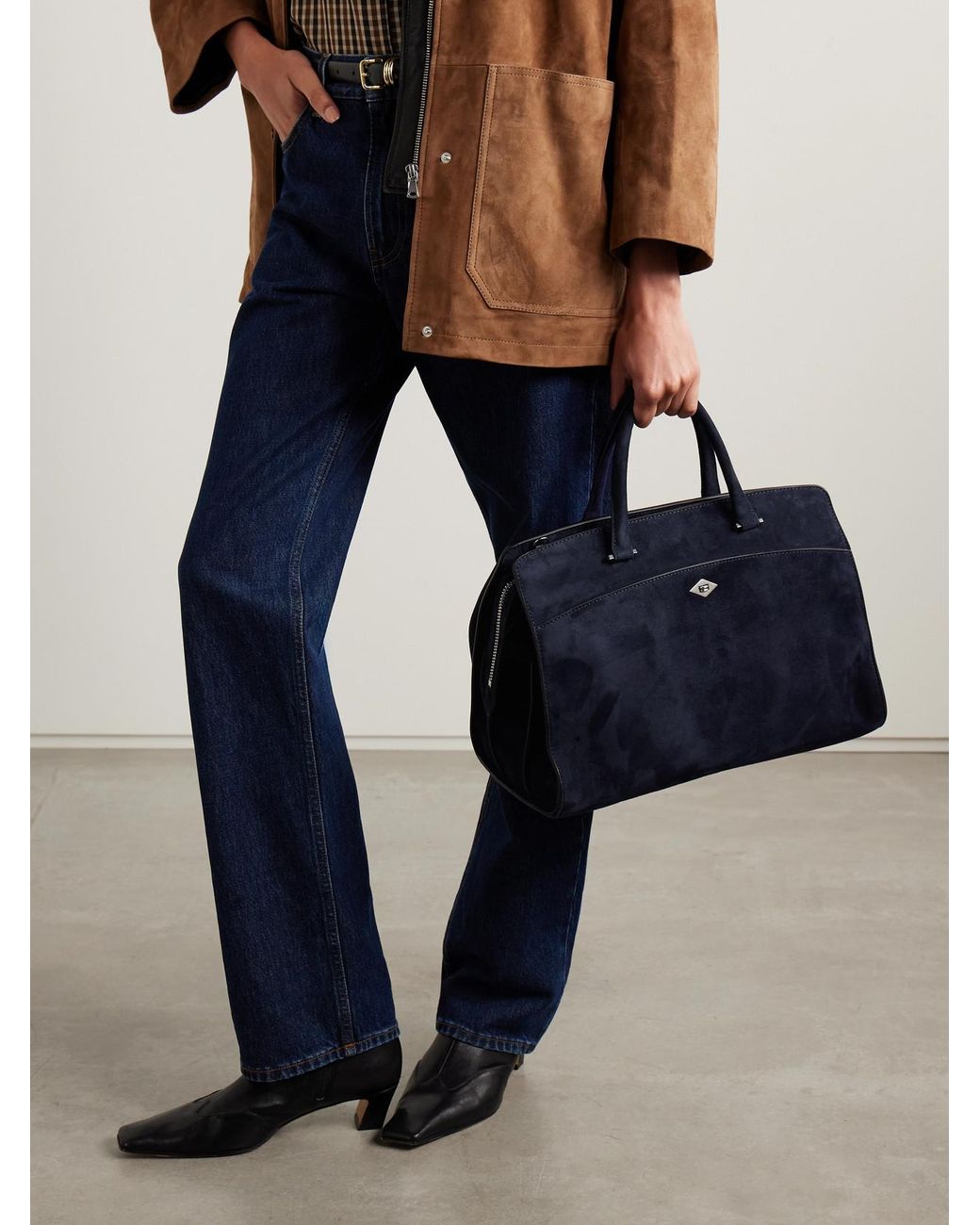 Metier Blue Private Eye Medium Suede Tote