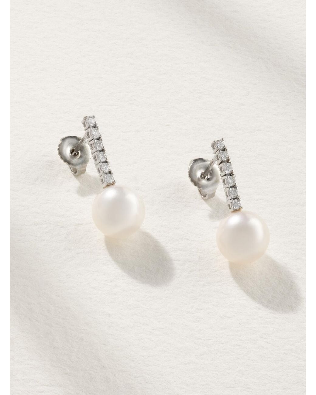 Mizuki Natural 18-Karat, Pearl And Diamond Earrings