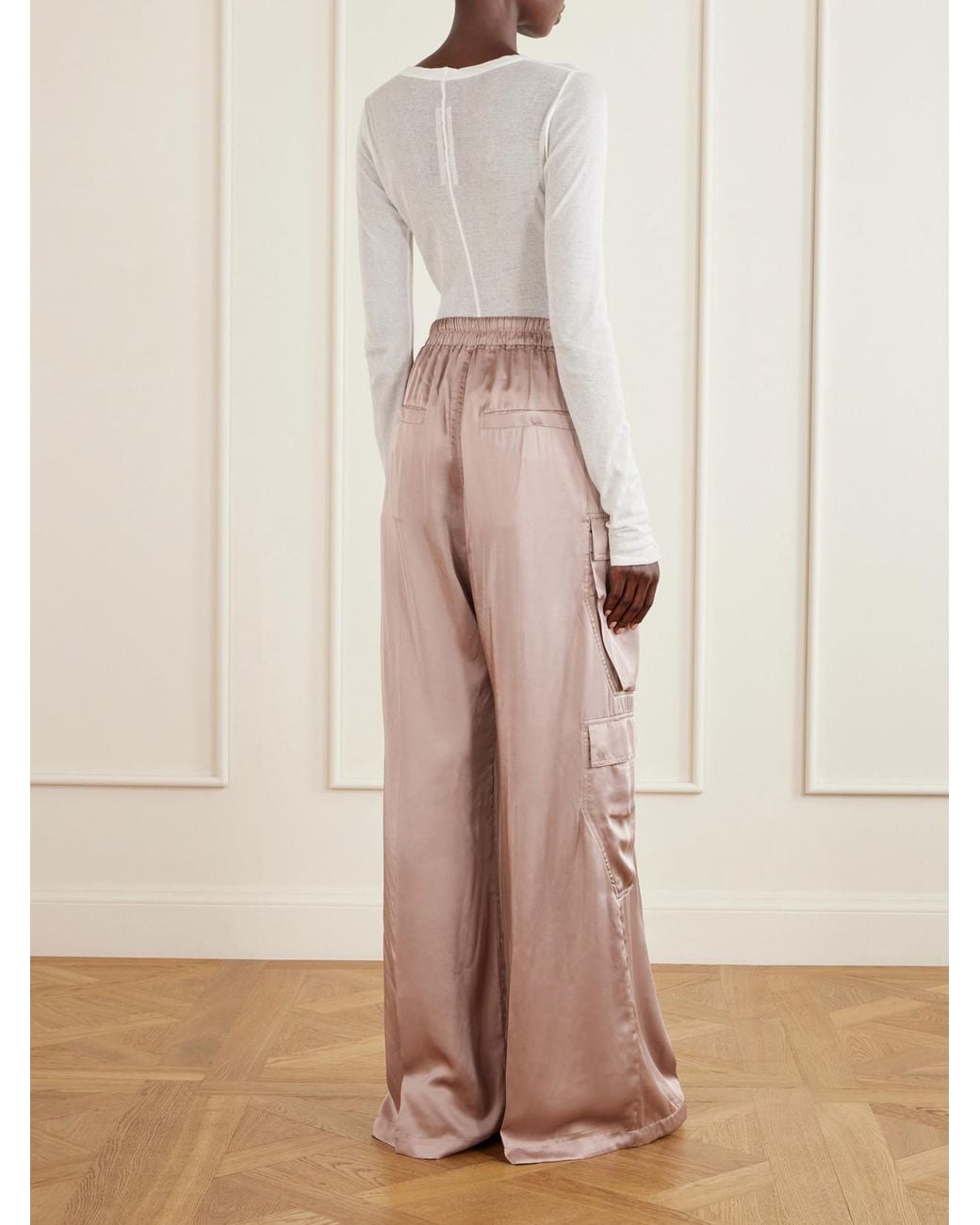 Rick Owens Pink Cargobelas Charmeuse Wide-Leg Pants