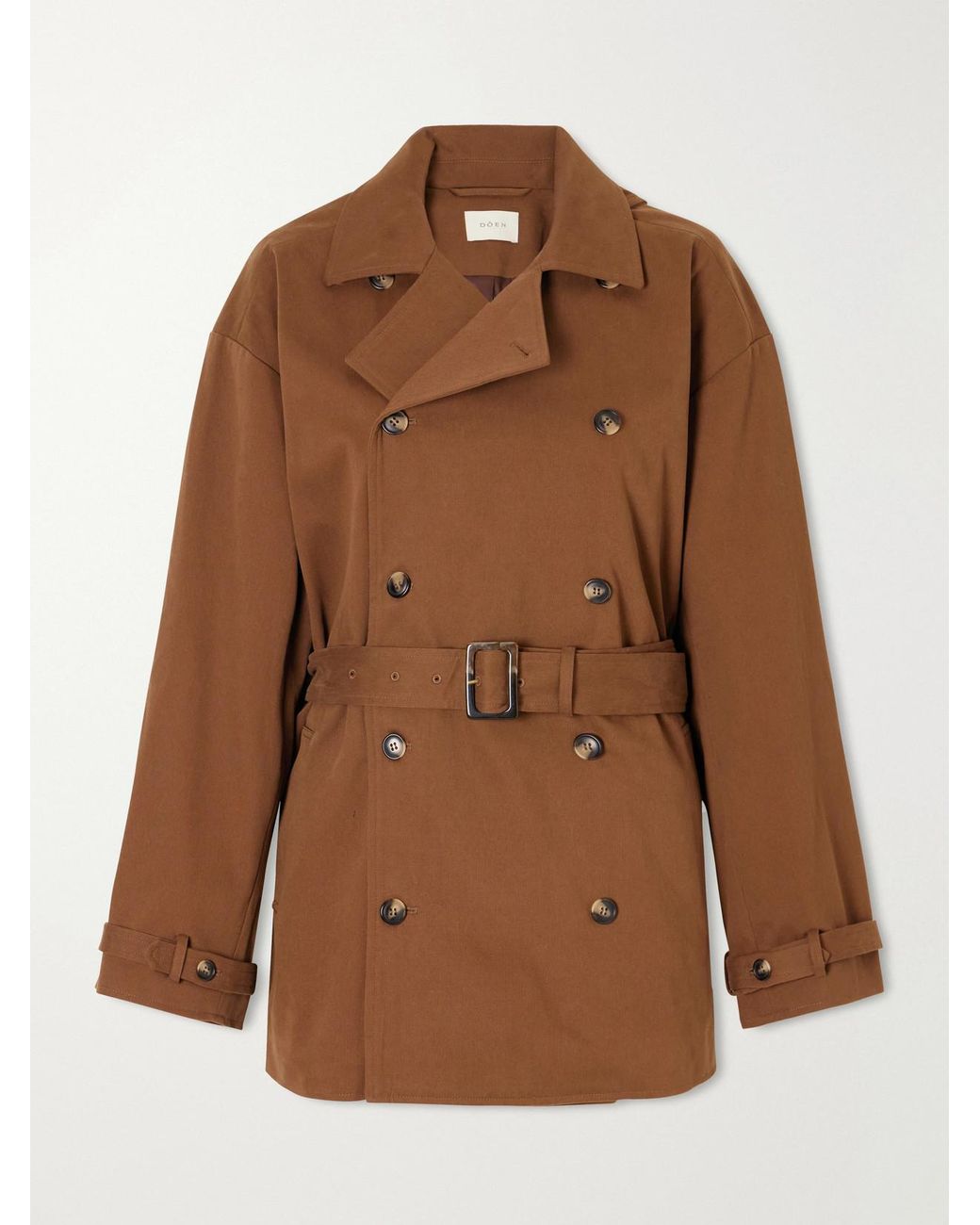 Doen Brown Wolfe Belted Cotton-Blend Trench Coat
