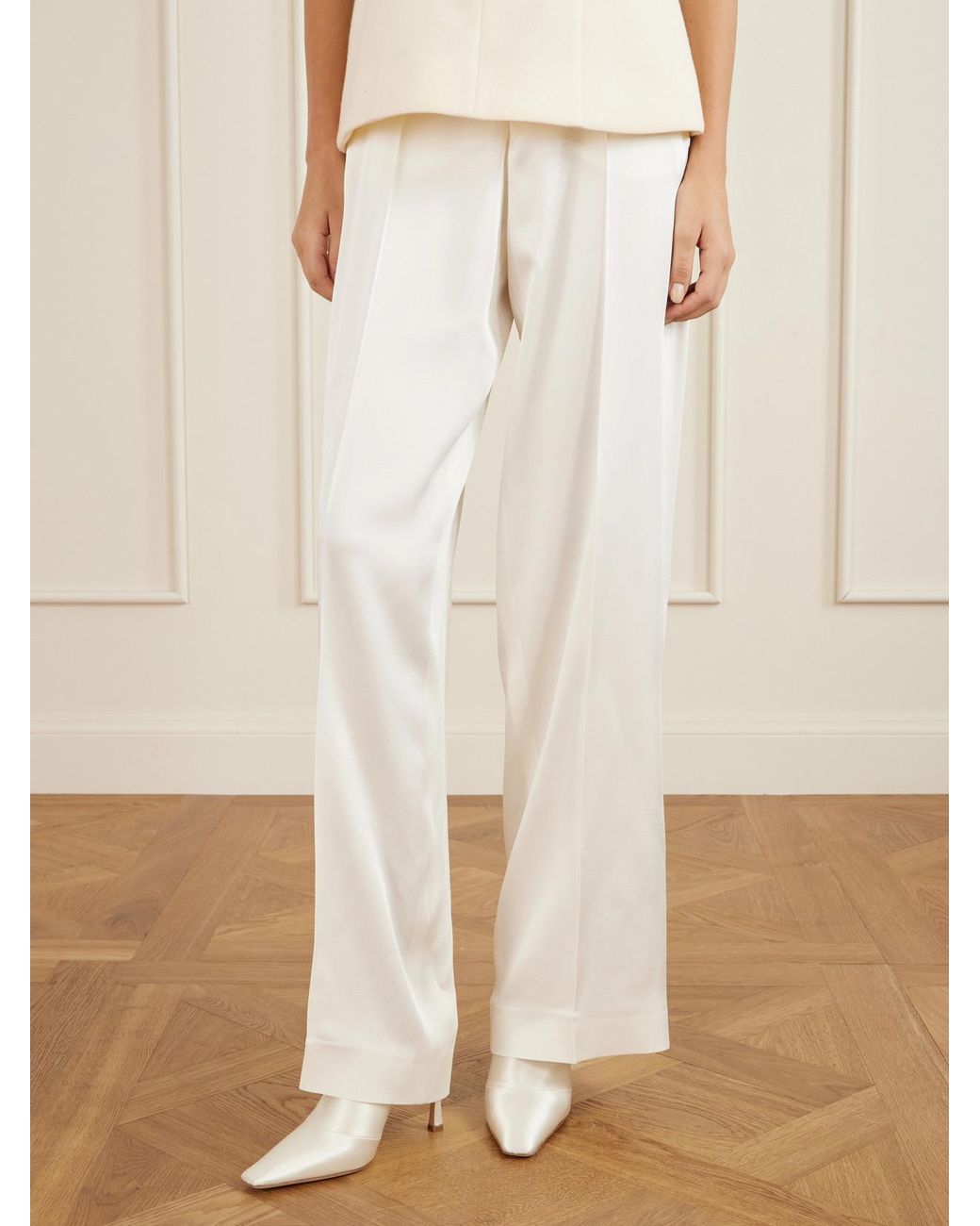 Danielle Frankel White Ida Satin Pumps