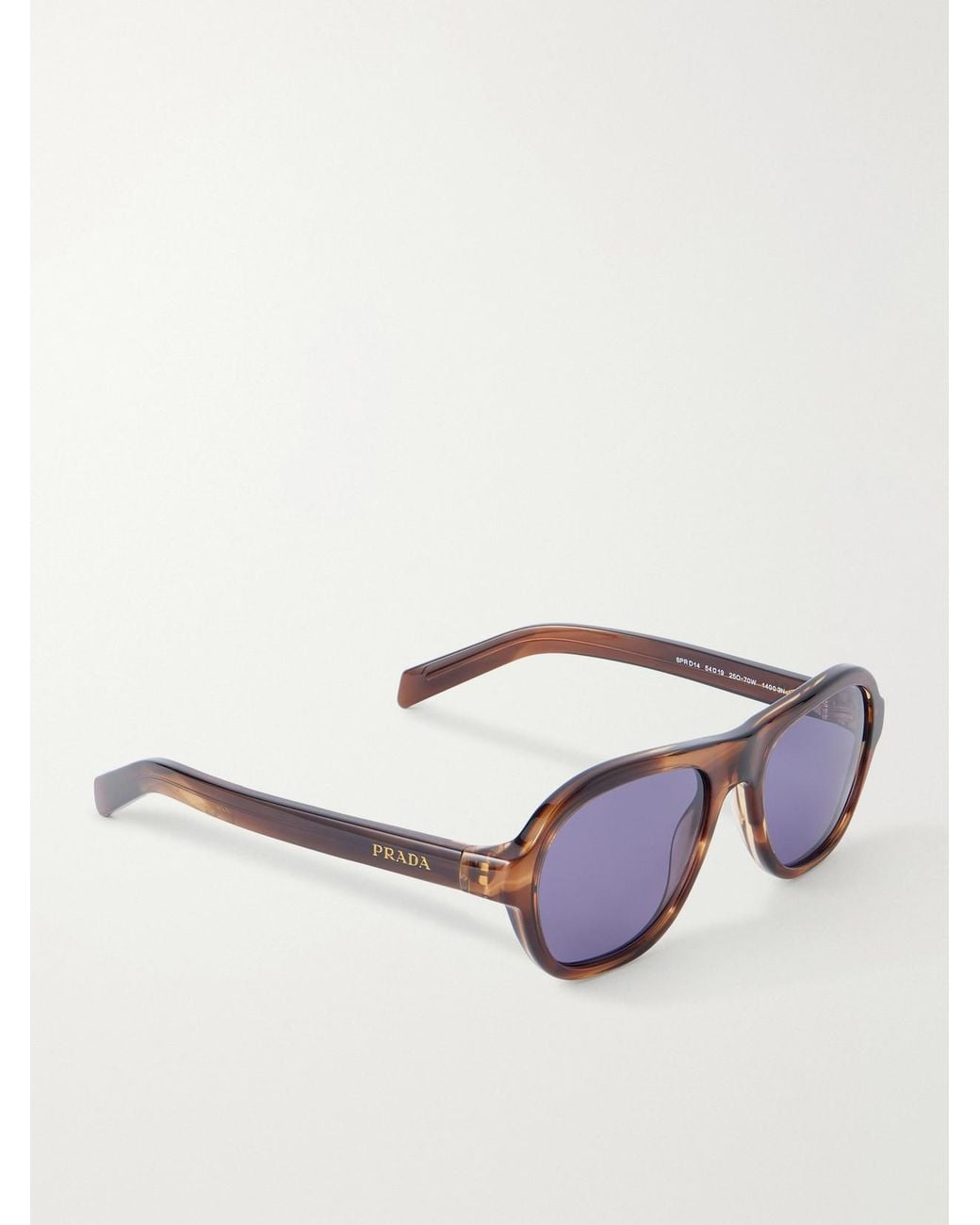 Prada Blue Aviator-Style Round-Frame Tortoiseshell Acetate Sunglasses