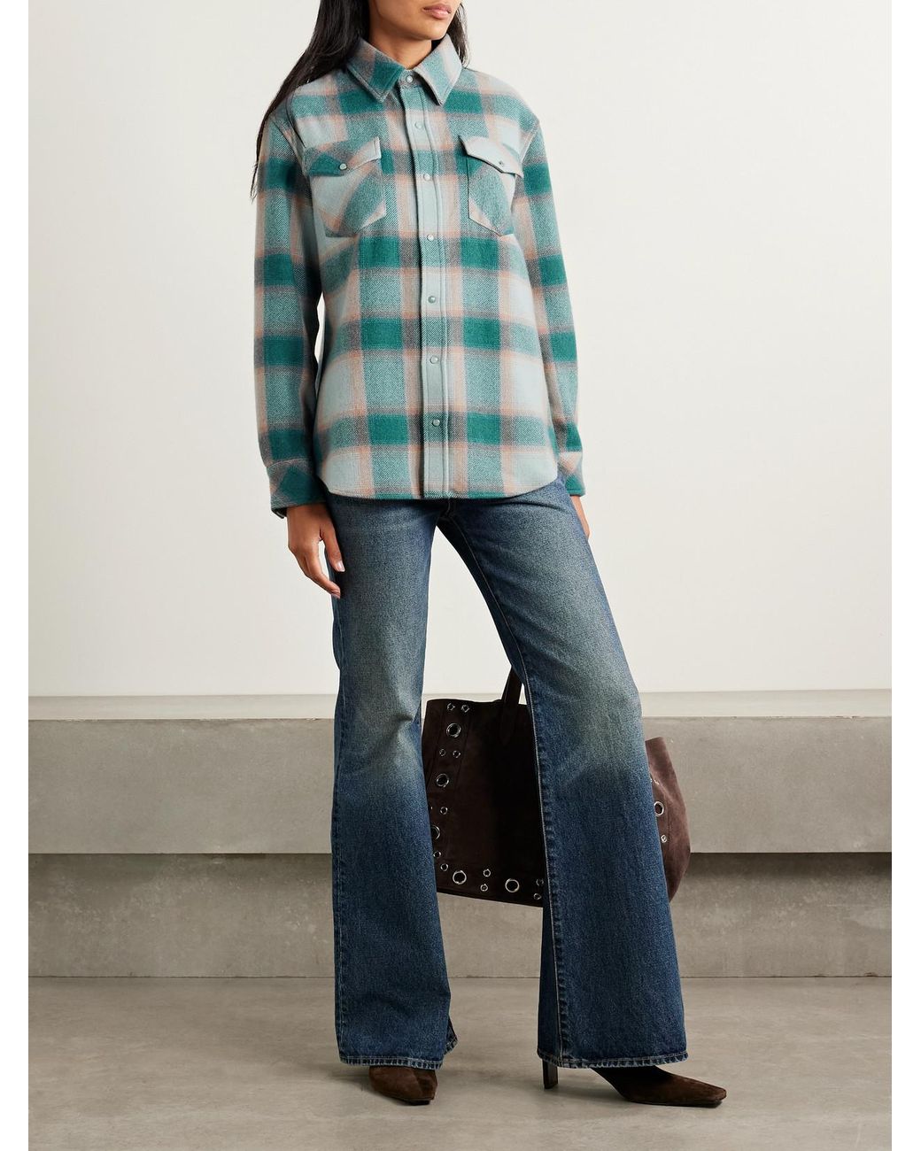 God's True Cashmere Blue Checked Cashmere Shirt