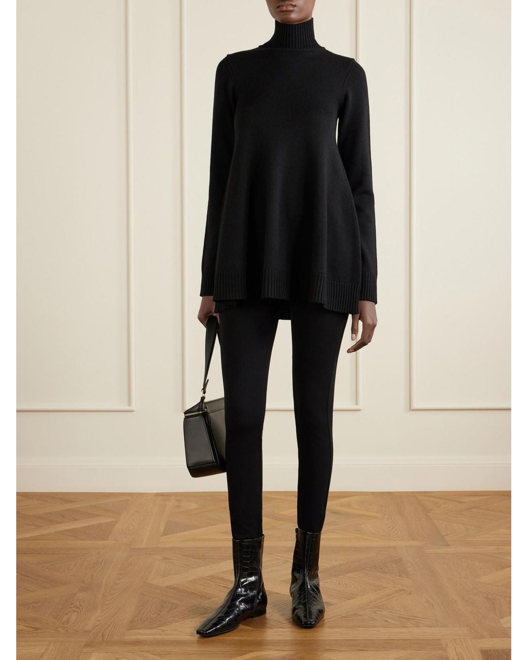 Totême Black Croc-Effect Leather Chelsea Boots