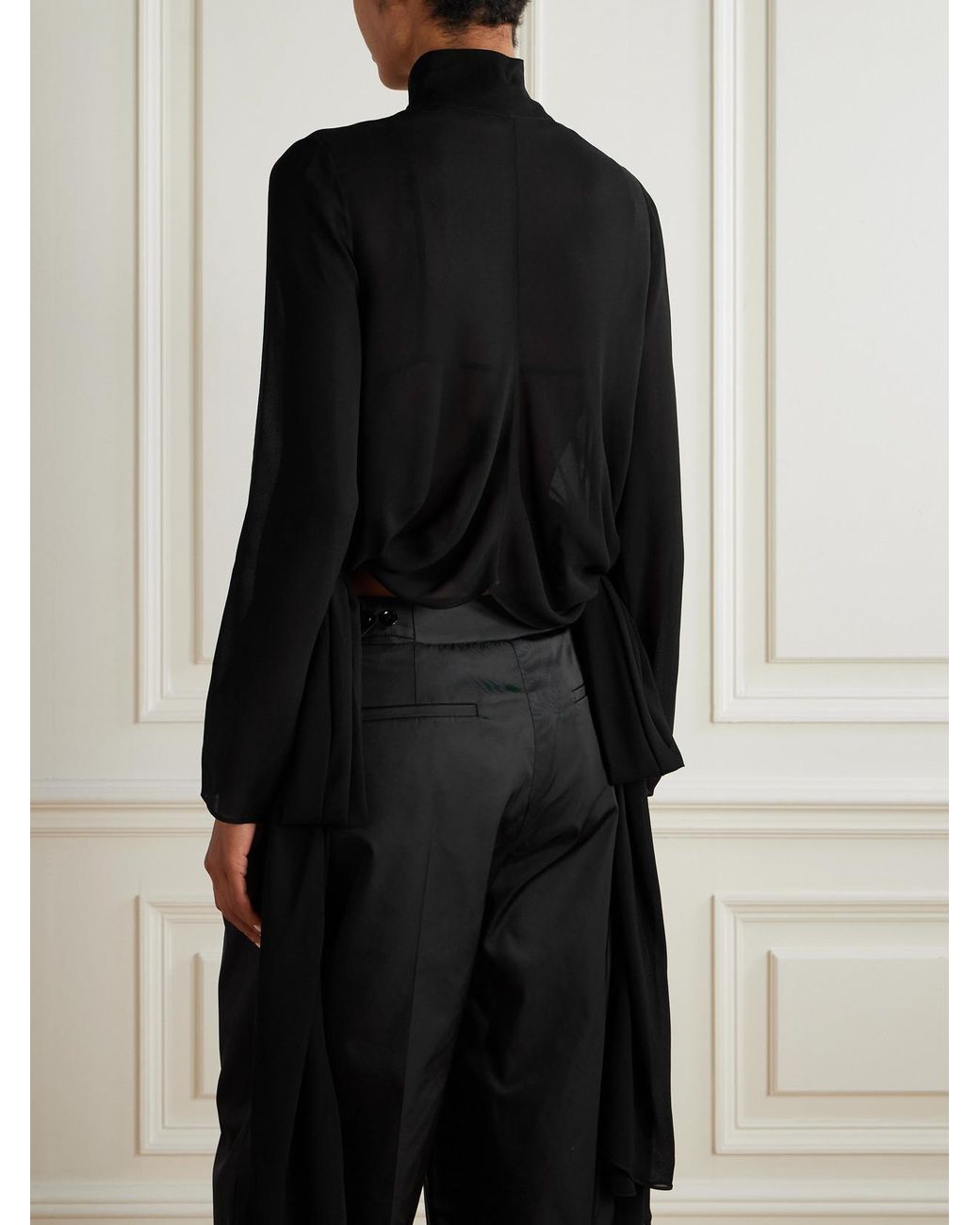 Alaïa Black Knotted Crepe De Chine Blouse