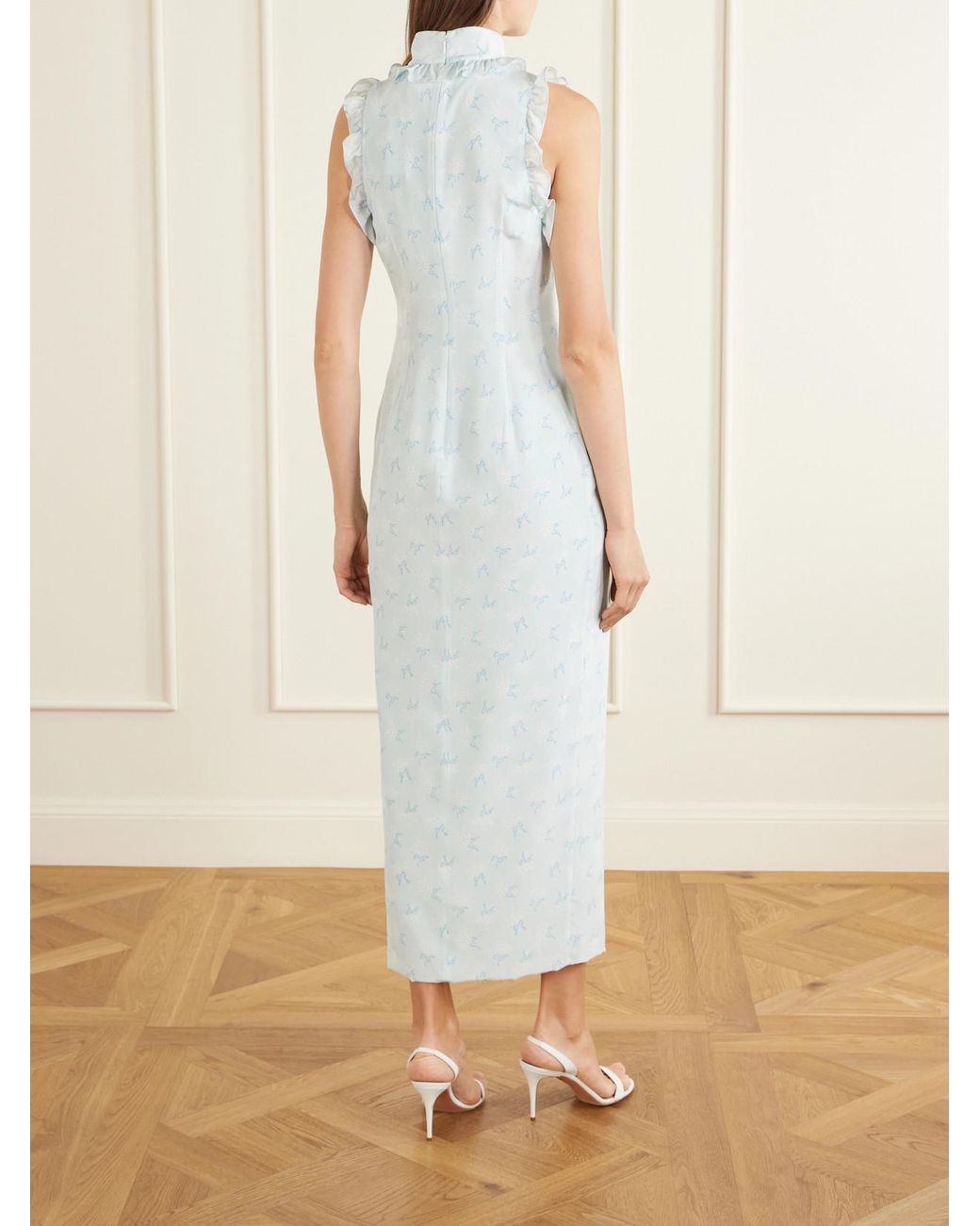 Alessandra Rich White Printed Silk Midi Dress