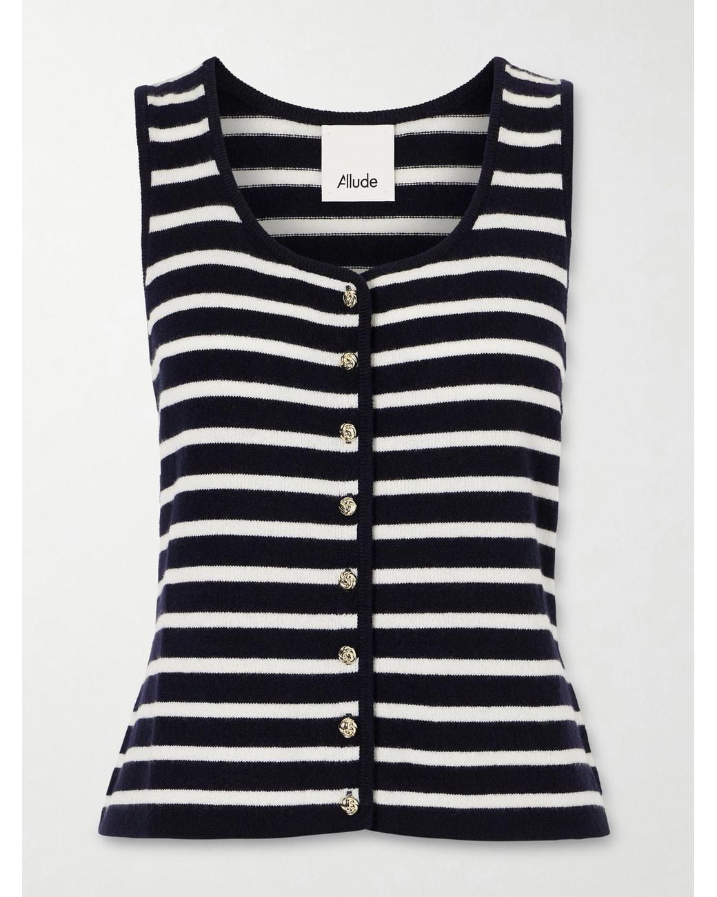 Allude Black Striped Cashmere Vest