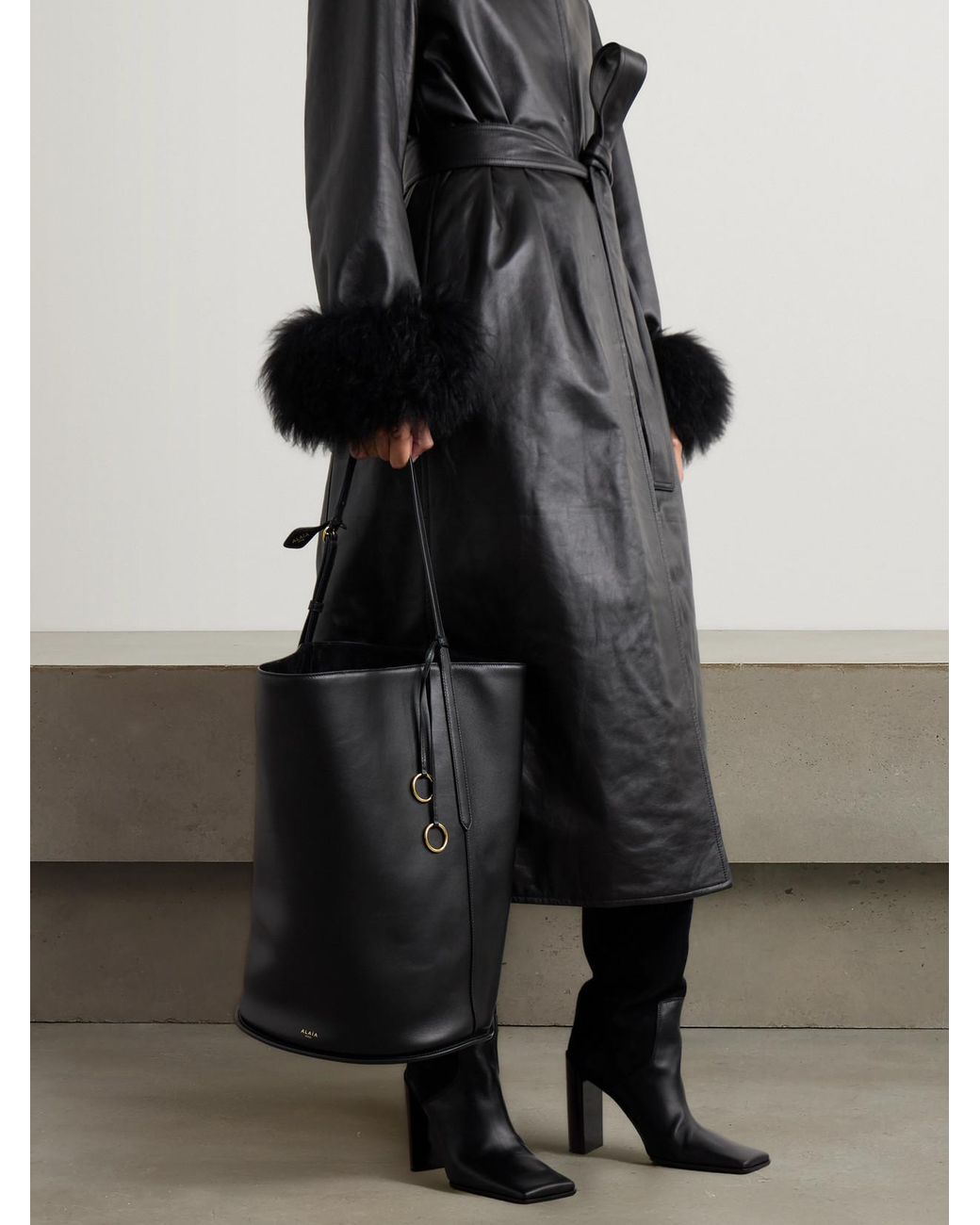 Alaïa Black Hip Large Leather Bucket Bag