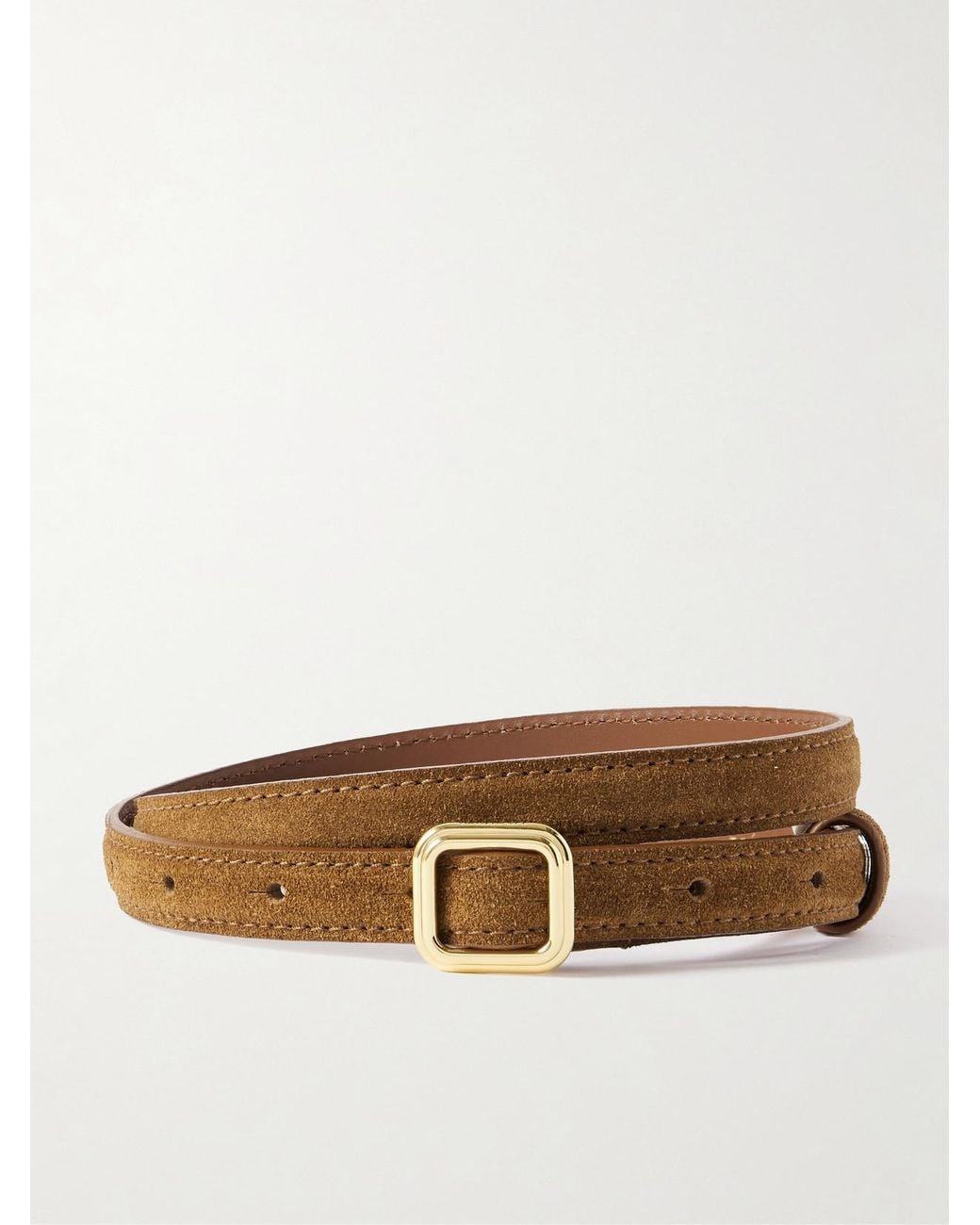 LIE STUDIO Brown The Georgia Slim Suede Belt