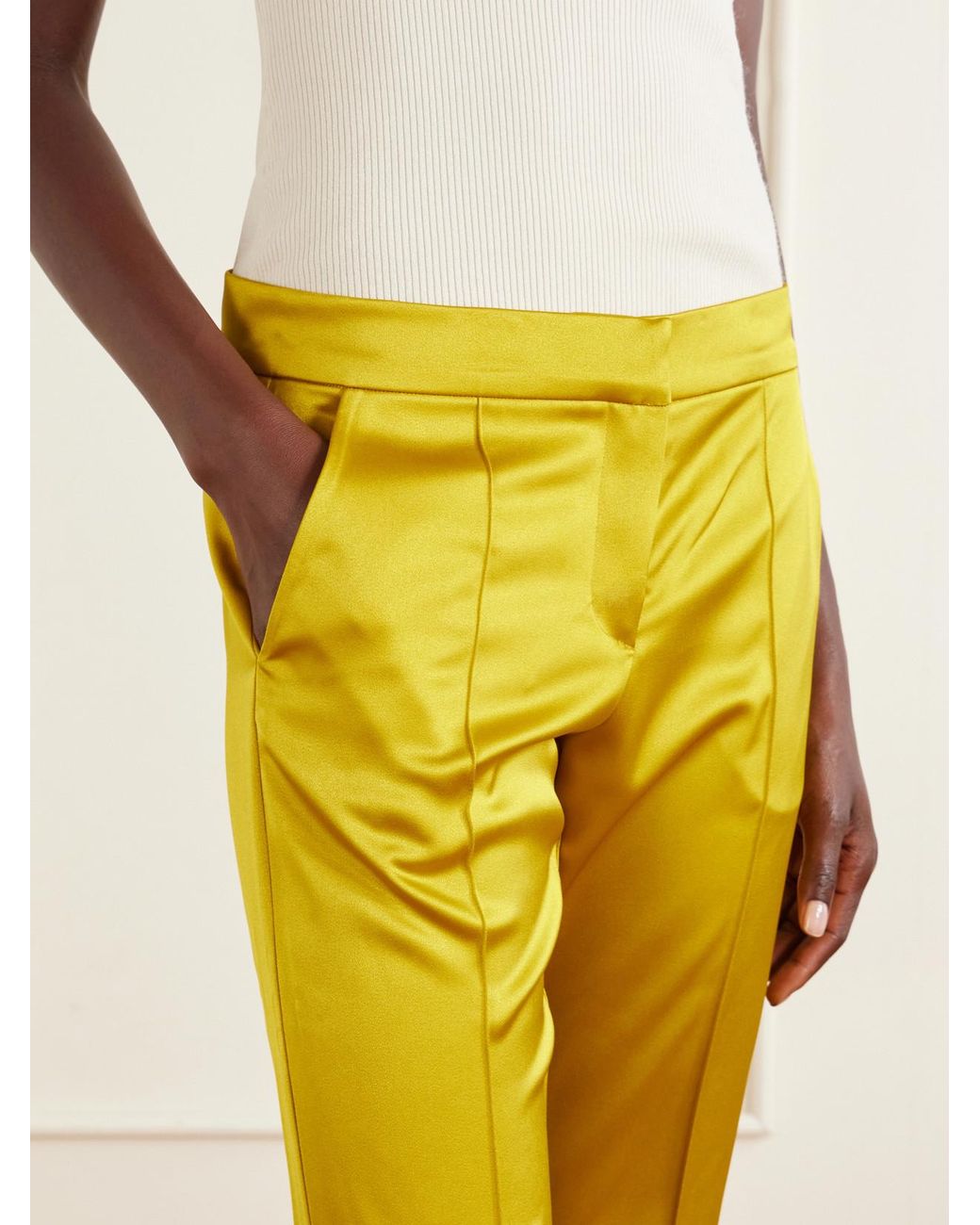 Ilkyaz Ozel Yellow Lenny Satin Pants
