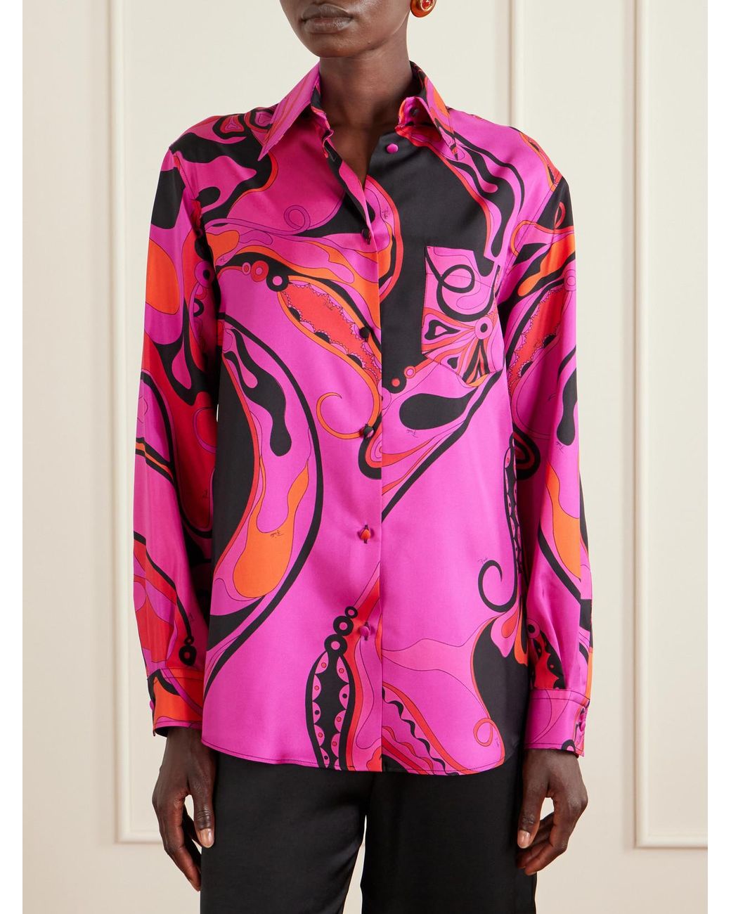 Emilio Pucci Pink Printed Silk-Twill Shirt