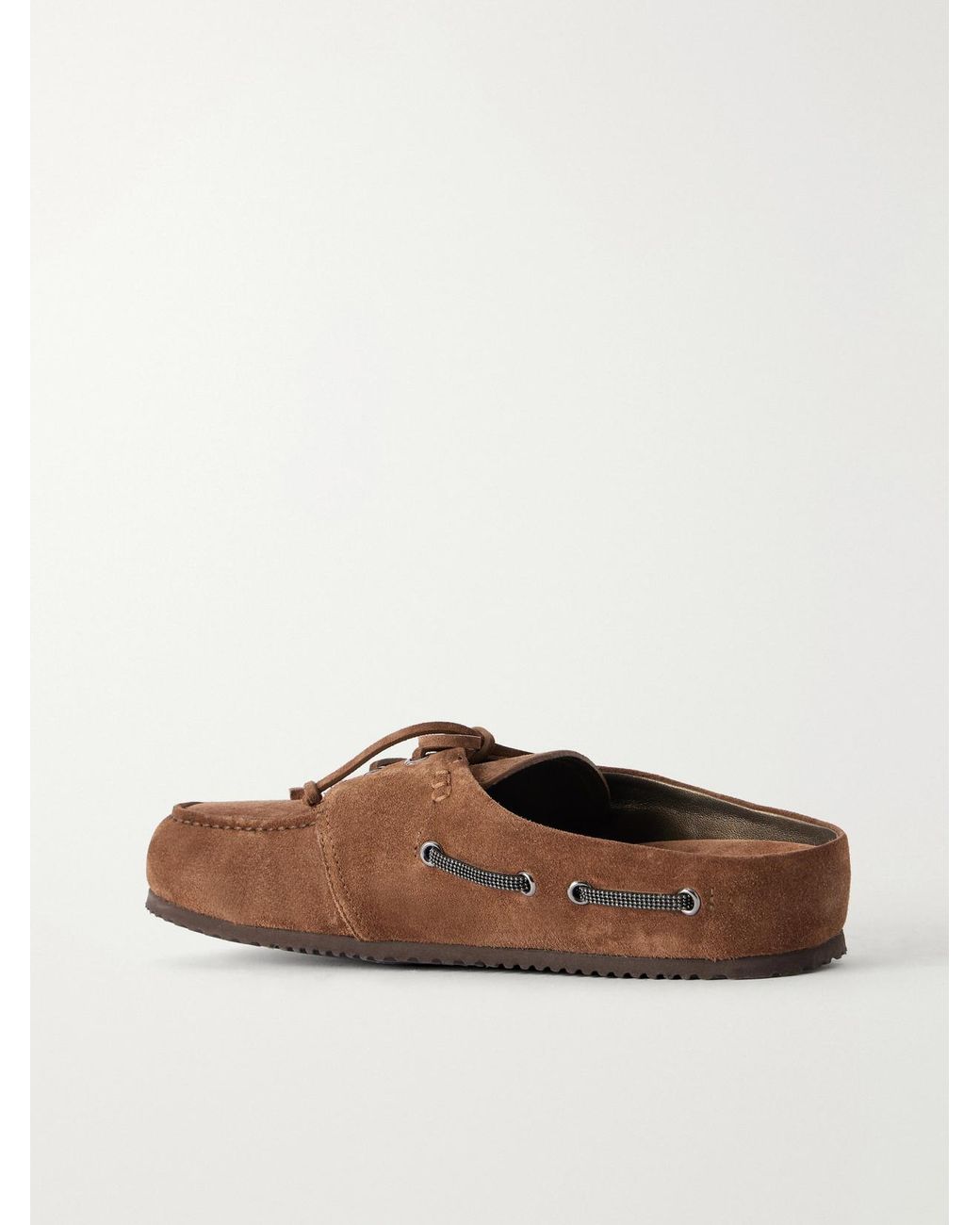 Brunello Cucinelli Brown Suede Slip-On Moccasins