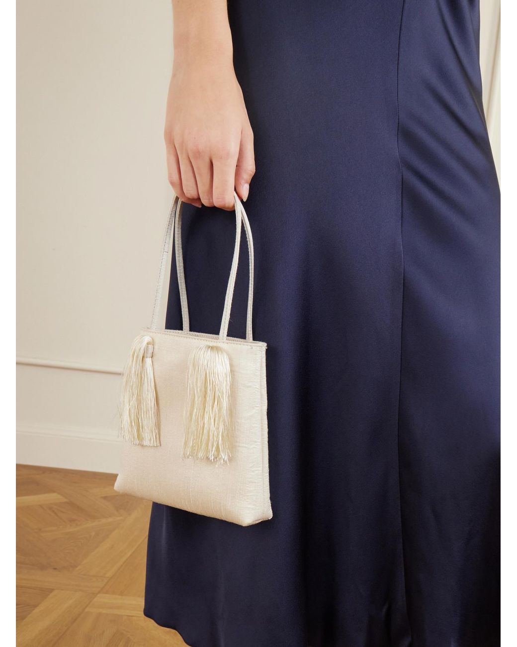 Le Sundial Natural Le Salon Tasseled Dupioni Clutch
