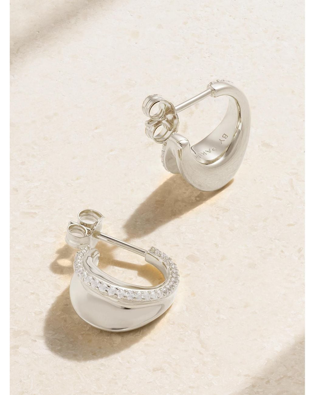 BY PARIAH Natural O Huggies Mini Recycled Sterling Sapphire Hoop Earrings