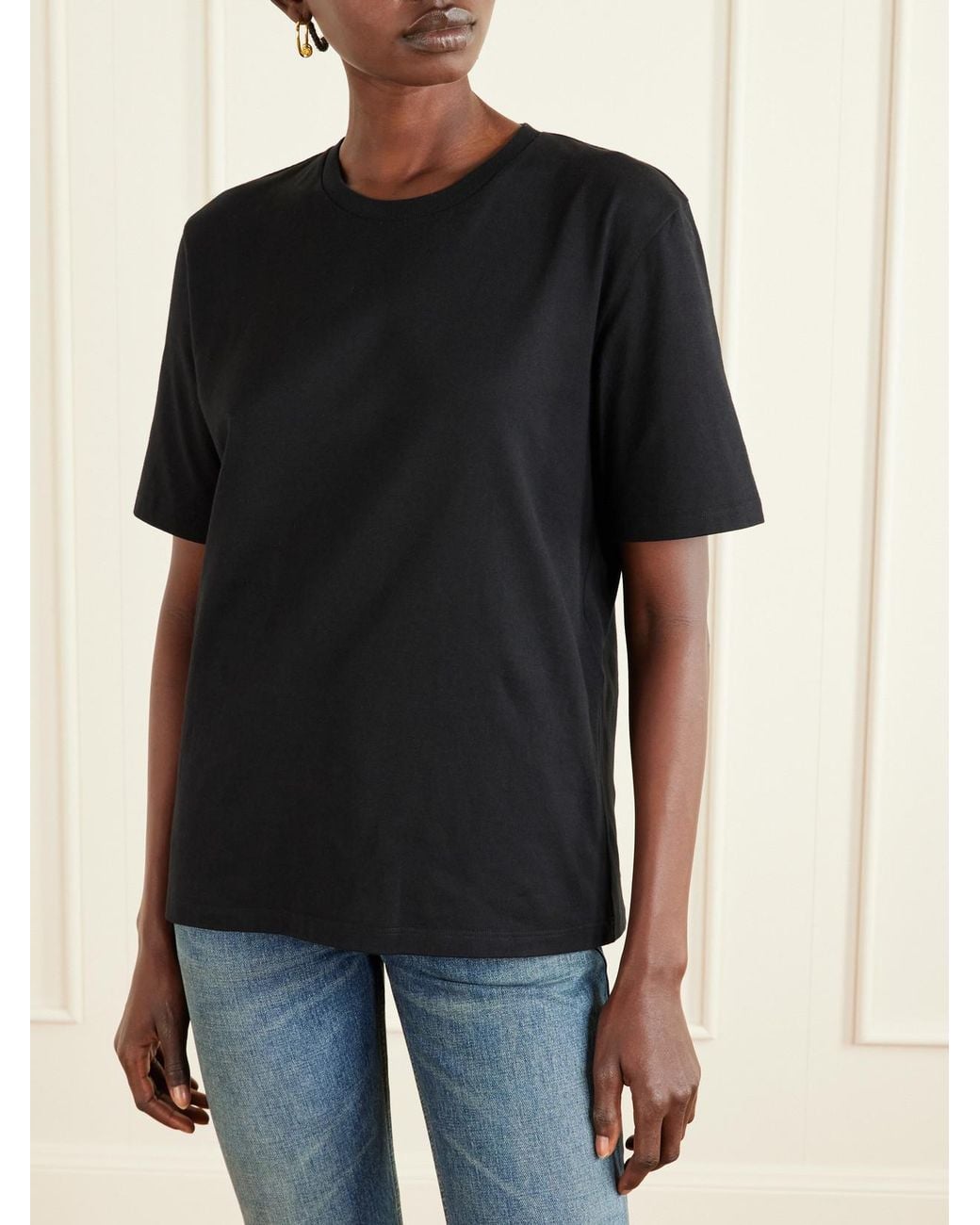 Saint Laurent Black Cotton-Jersey T-Shirt