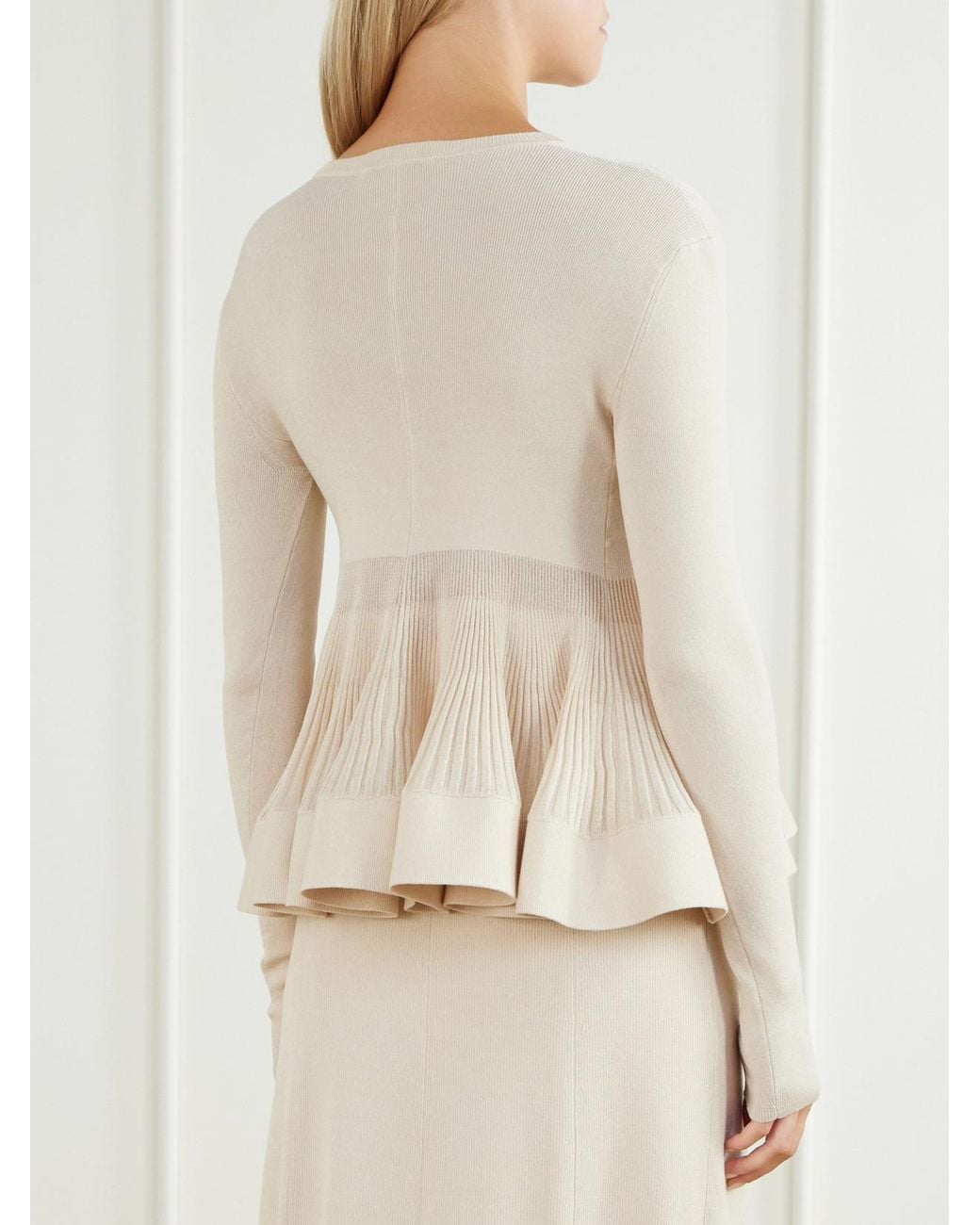 Zimmermann Natural Clash Ruffled Metallic Jersey Blouse