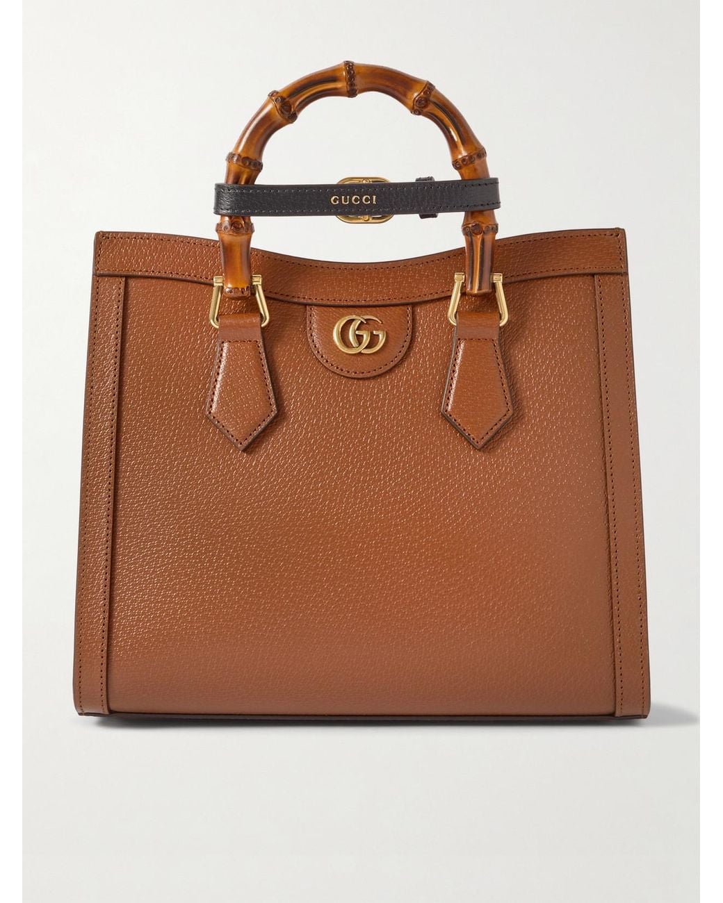 Gucci Brown Diana Small Textured-Leather Tote