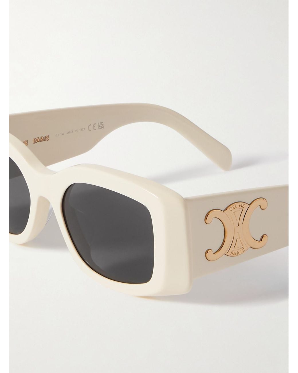 Céline White Triomphe Oversized Square-Frame Acetate Sunglasses