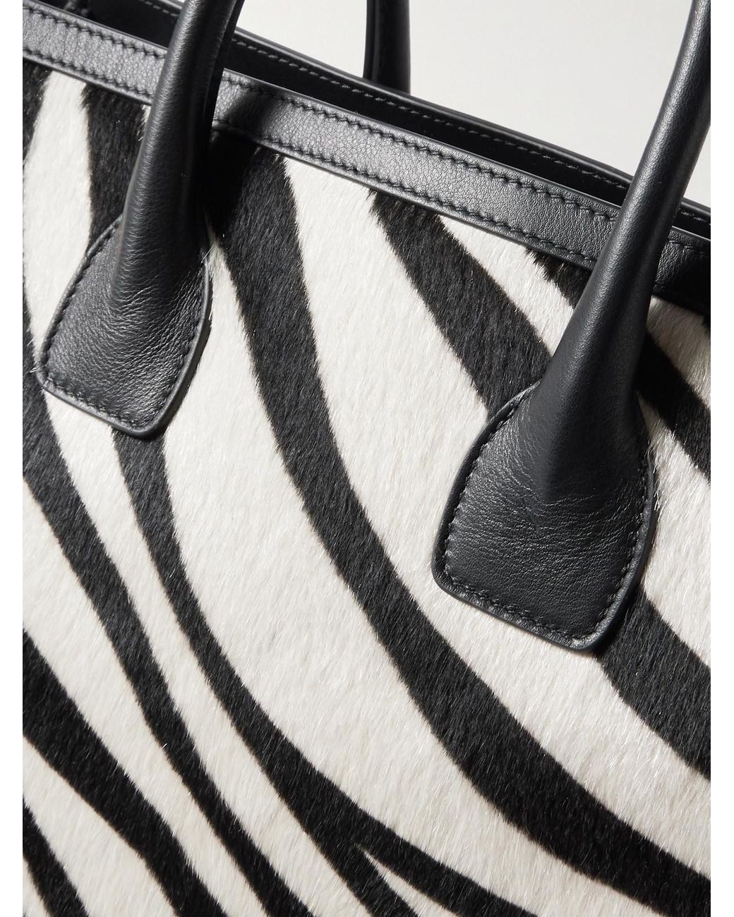 Nili Lotan Black Freddie Leather-Trimmed Zebra-Print Calf Hair Tote