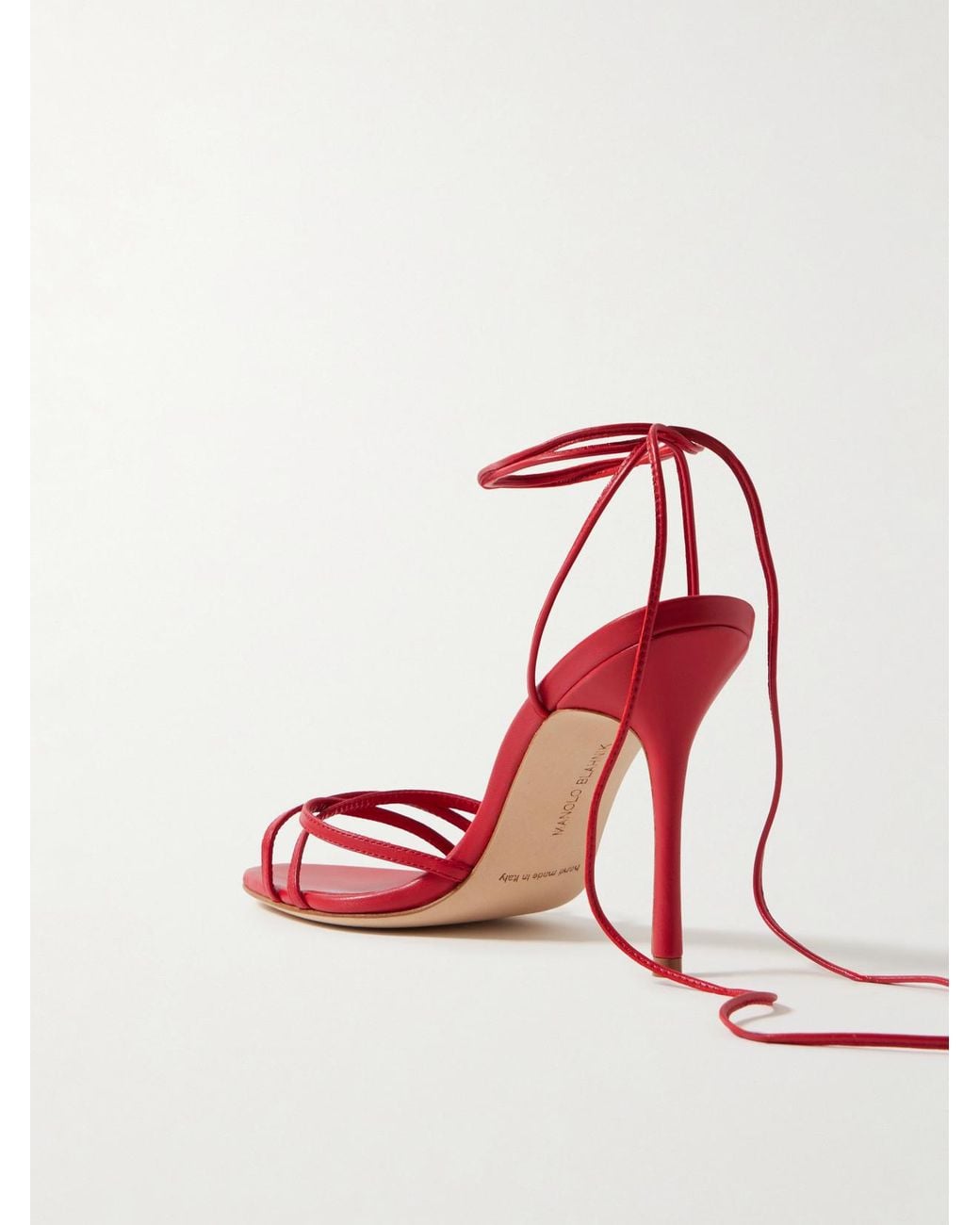 Manolo Blahnik Red Leva 105 Leather Sandals
