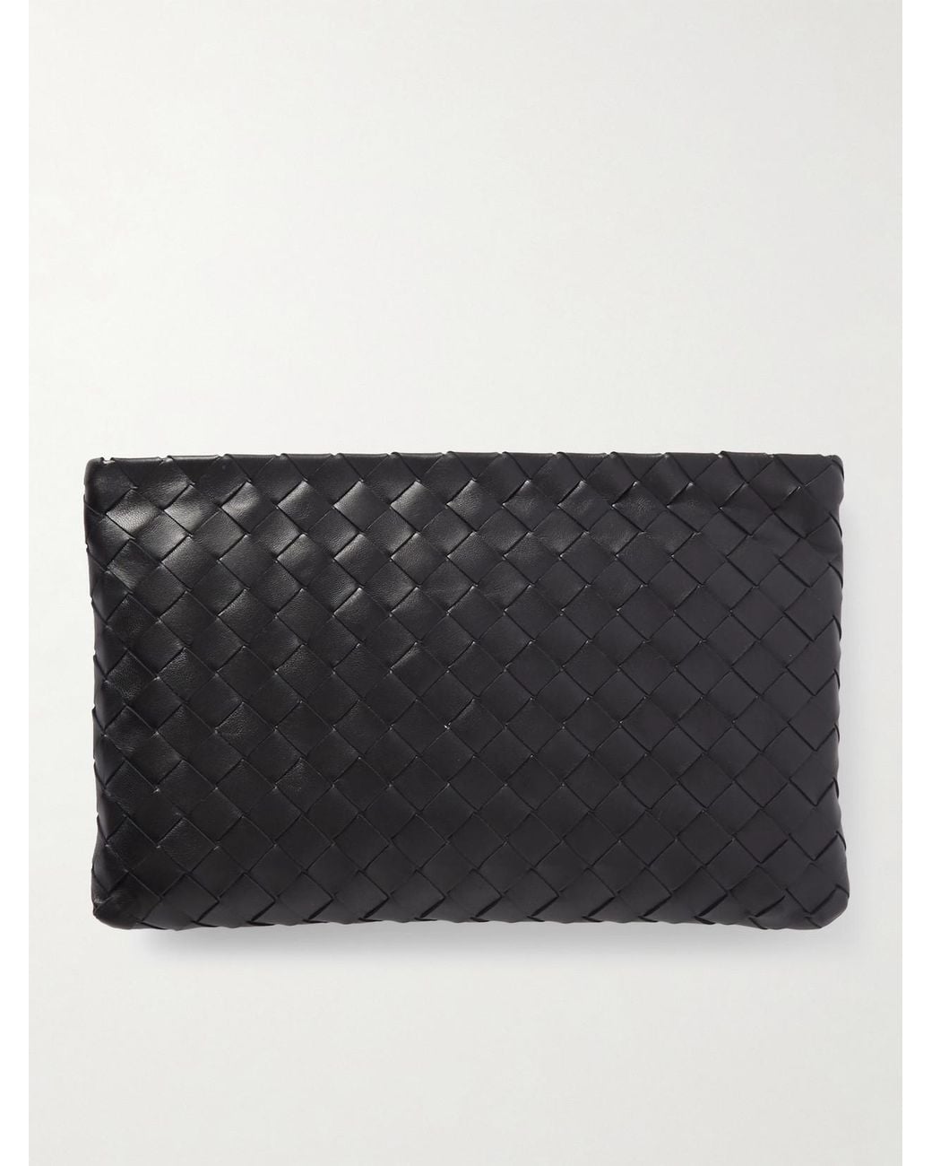 Bottega Veneta Black Medium Intrecciato Leather Pouch