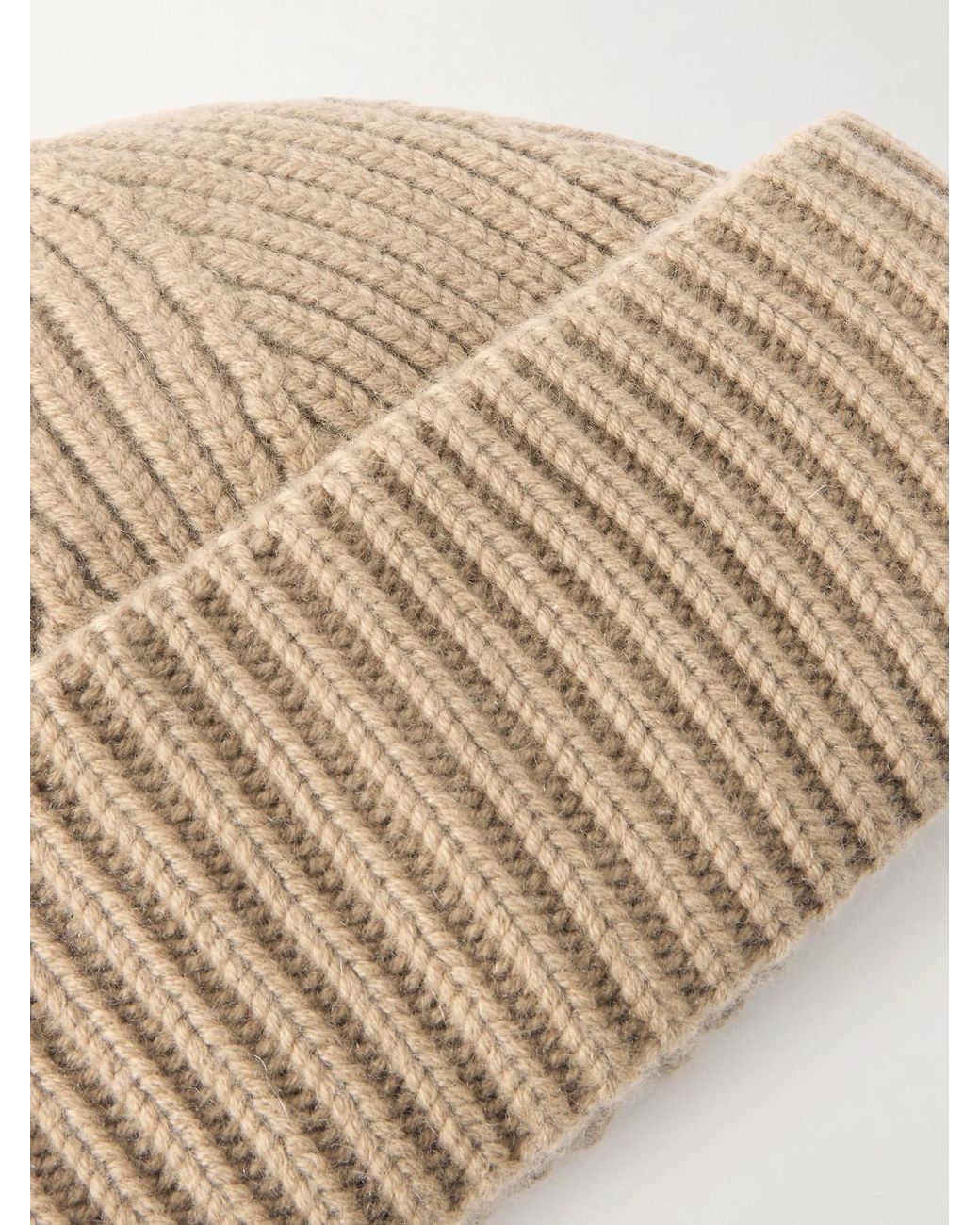 Yves Salomon Natural Ribbed Wool And Cashmere-Blend Beanie