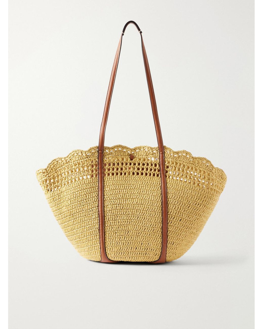 Ulla Johnson Metallic Marina Leather-Trimmed Raffia Tote