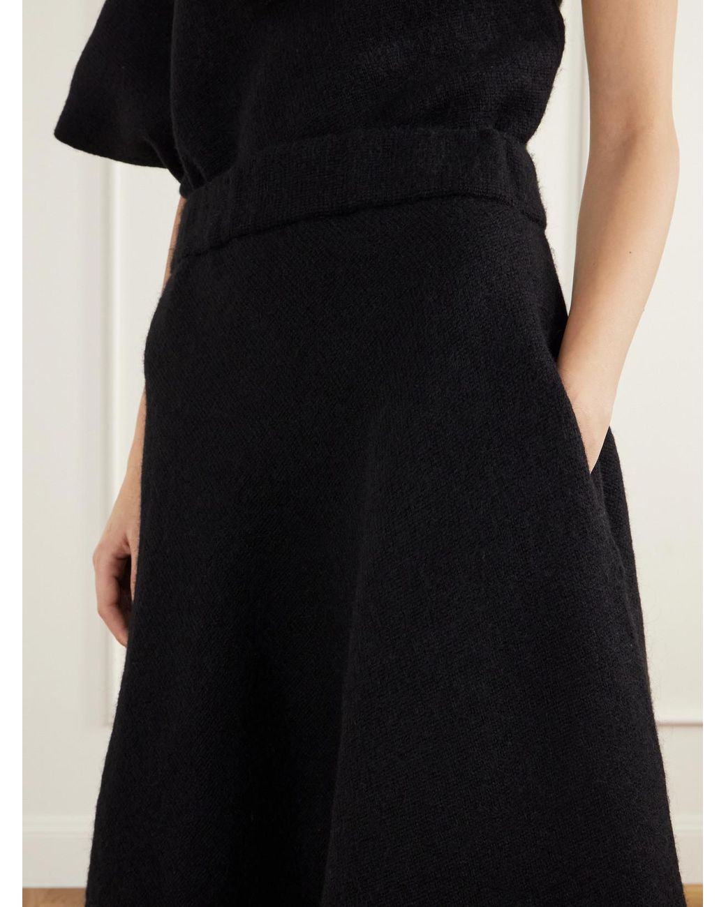 Lauren Manoogian Blue Manta Asymmetric Wool, Alpaca And Cotton-Blend Felt Midi Skirt